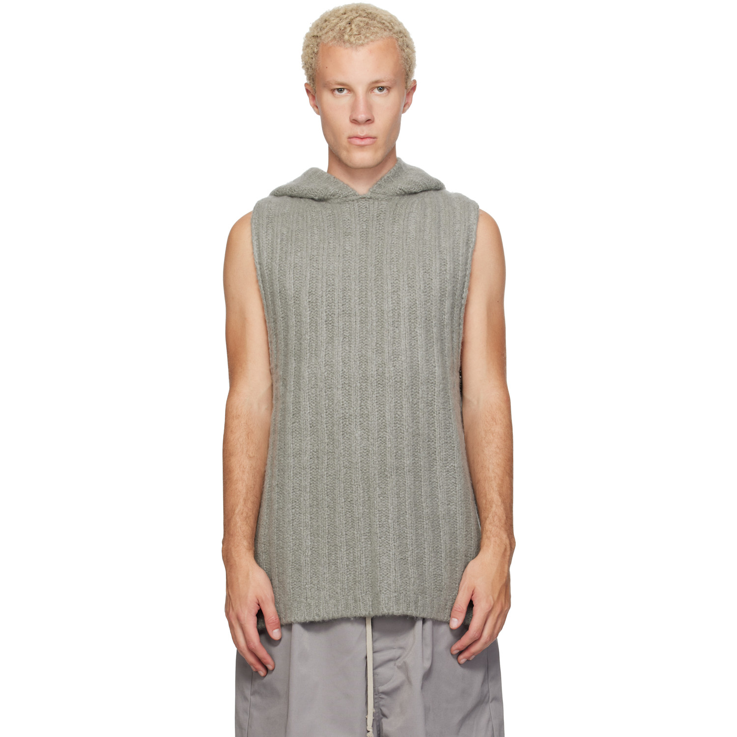 Rick Owens Gray Tower Hooded Tank Top