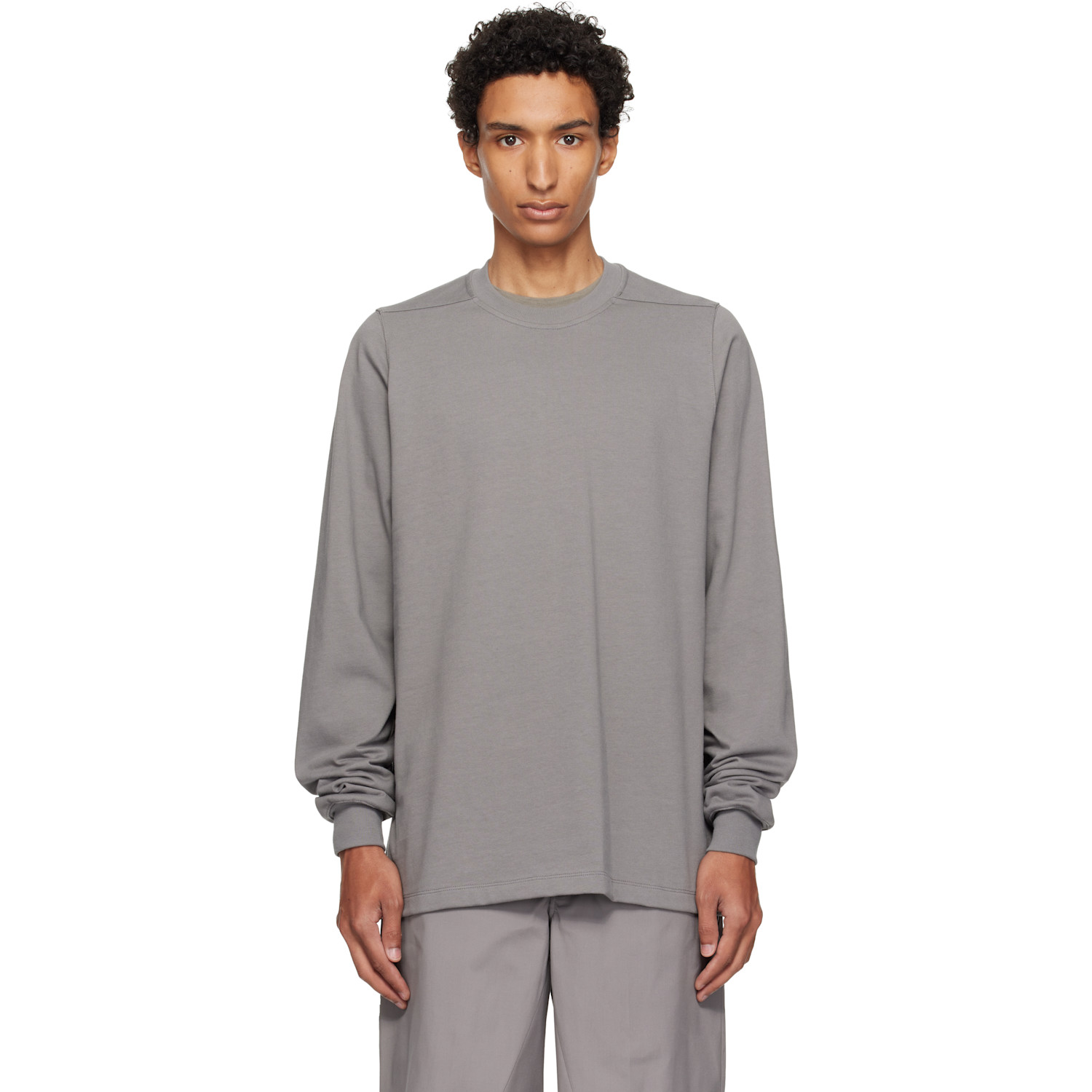 Rick Owens Gray Tower Short Crewneck LS Sweatshirt