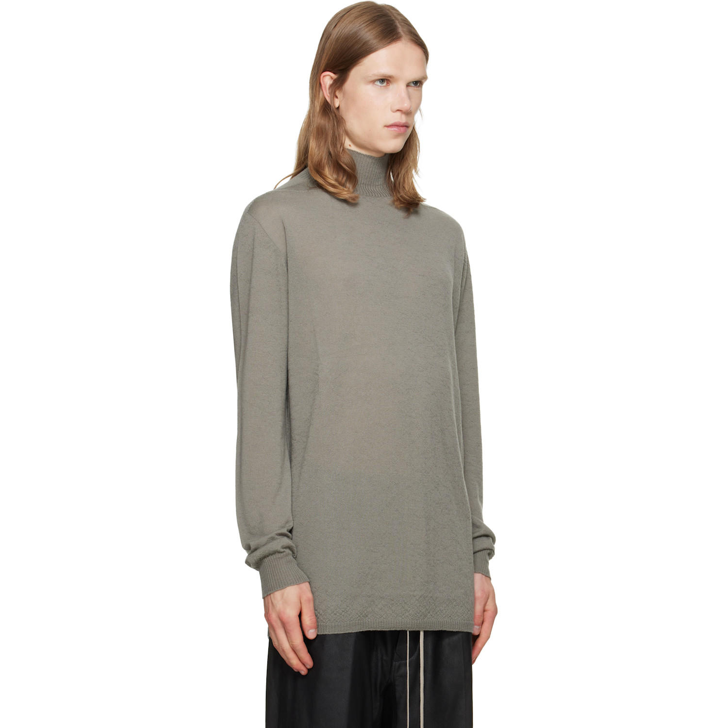  Rick Owens Taupe Tower Oversized Turtleneck 