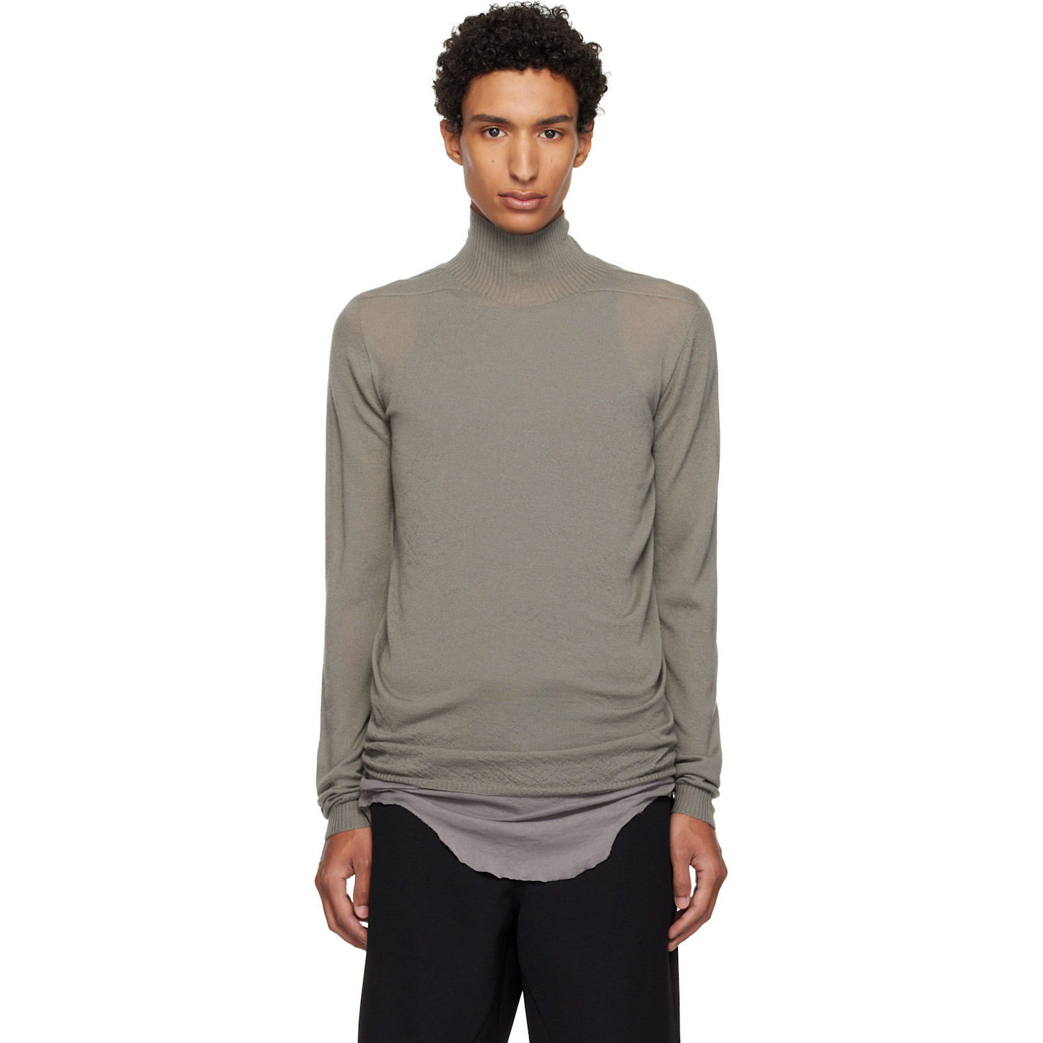 Rick Owens Taupe Tower Level Turtleneck