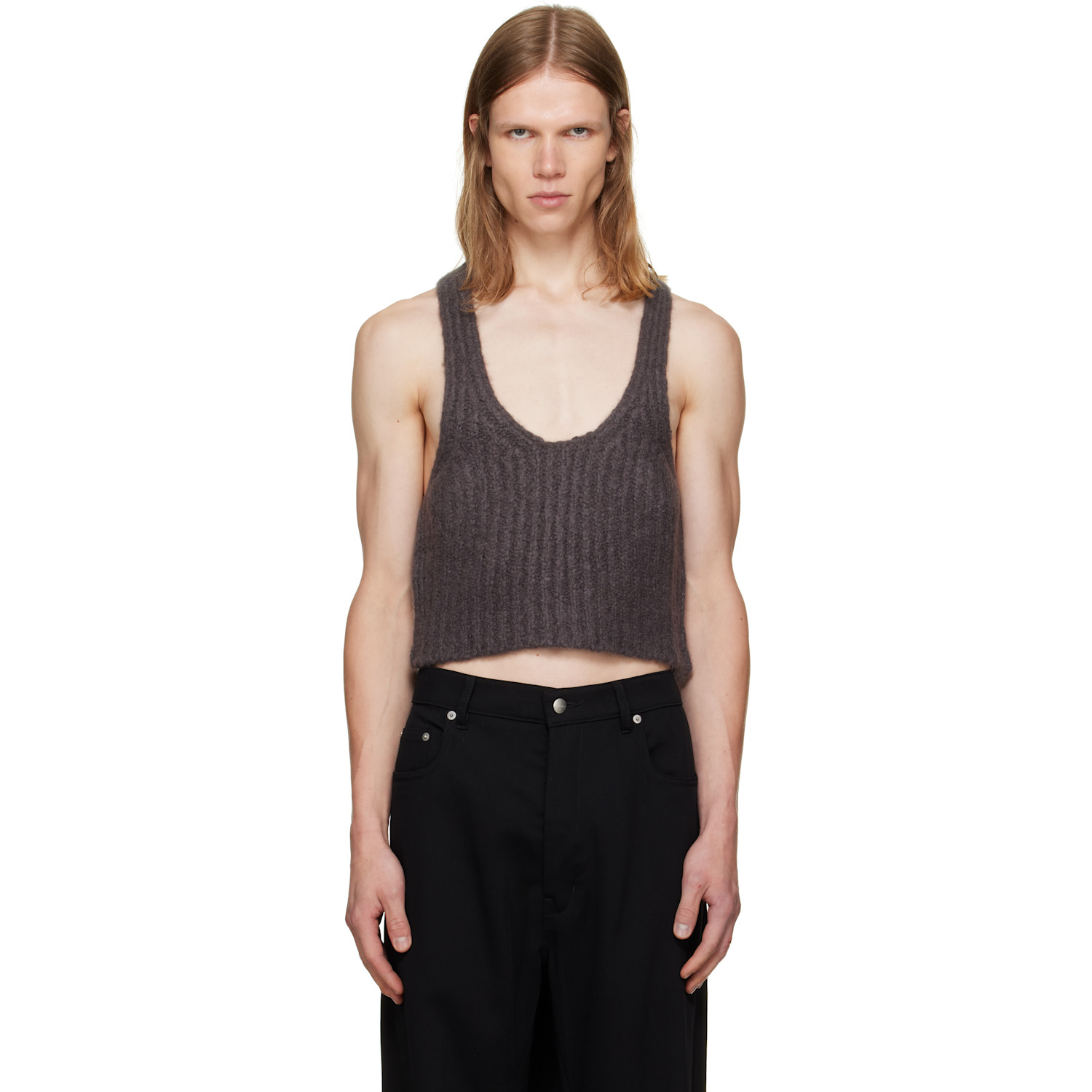 Rick Owens Gray Tower Knit Tank Top