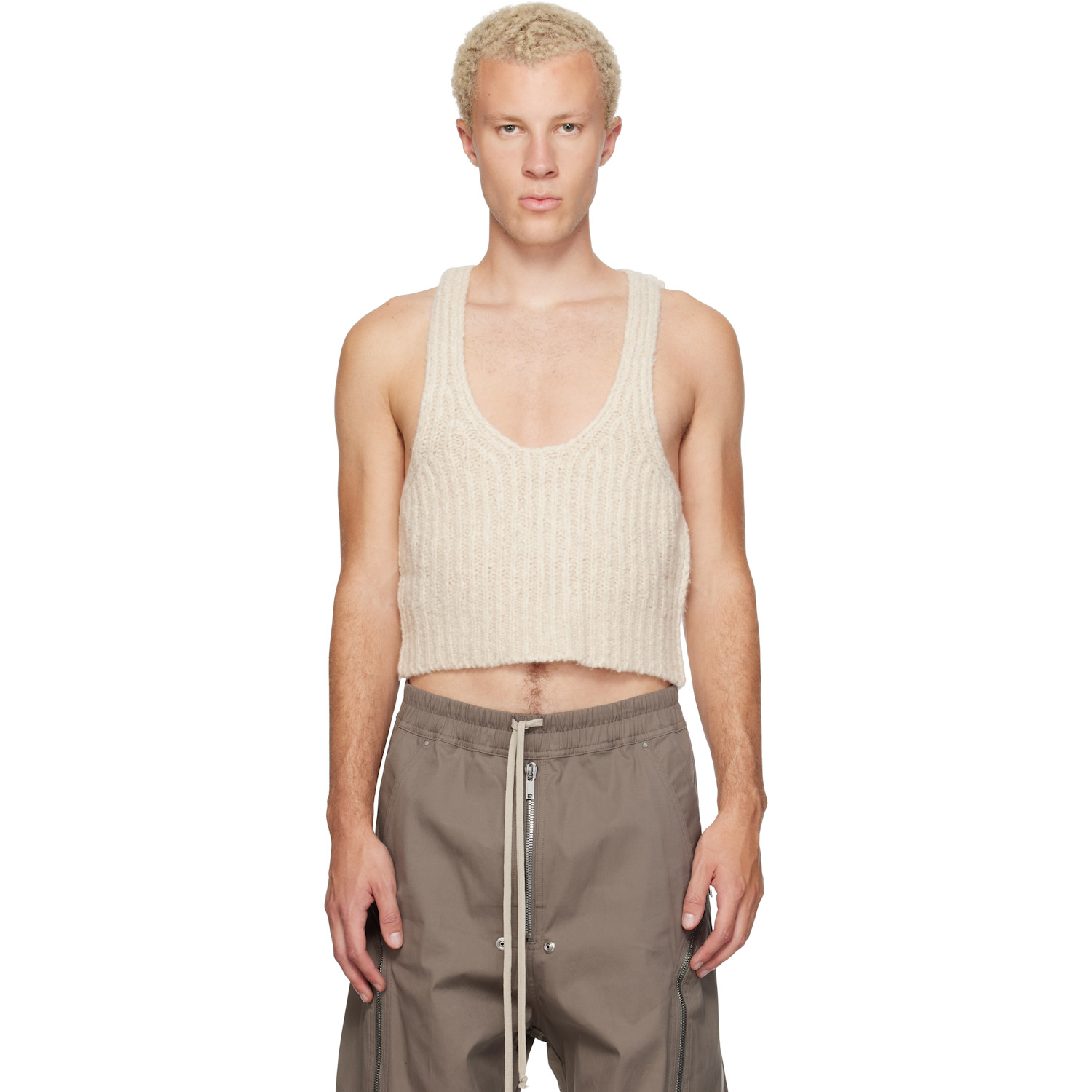 Rick Owens Beige Tower Knit Tank Top