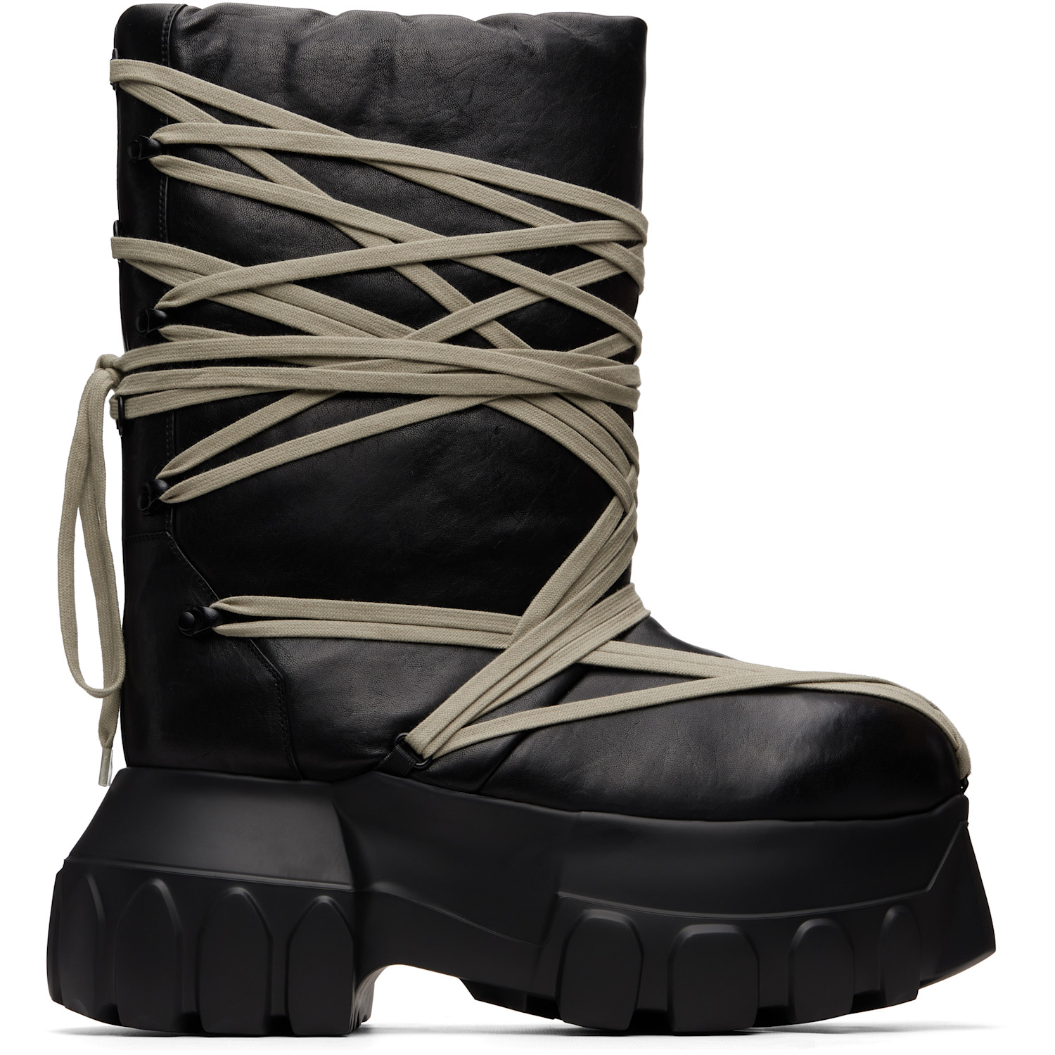 Rick Owens Black Tower Megalace Tractor Boots