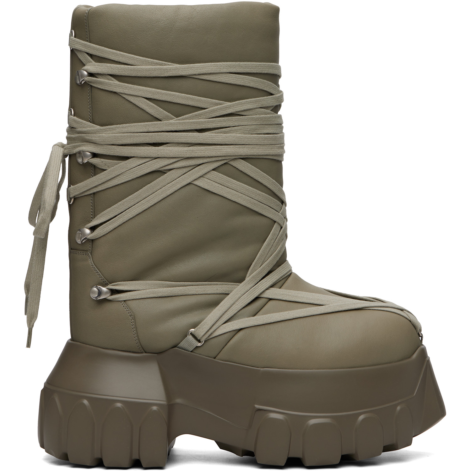 Rick Owens Taupe Tower Megalace Lunar Mega Tractor Boots