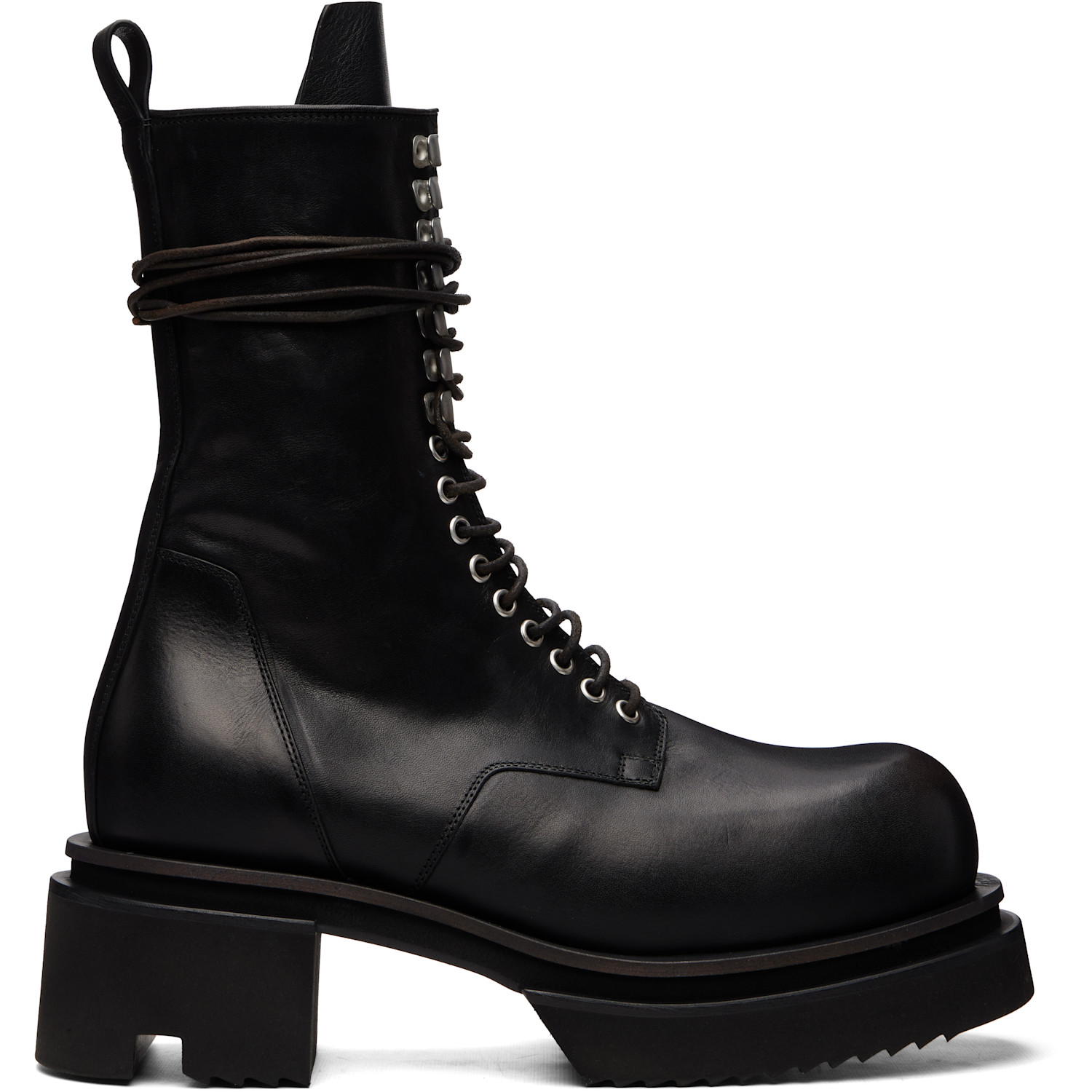Rick Owens Black Tower Lace Up Bogun Boots