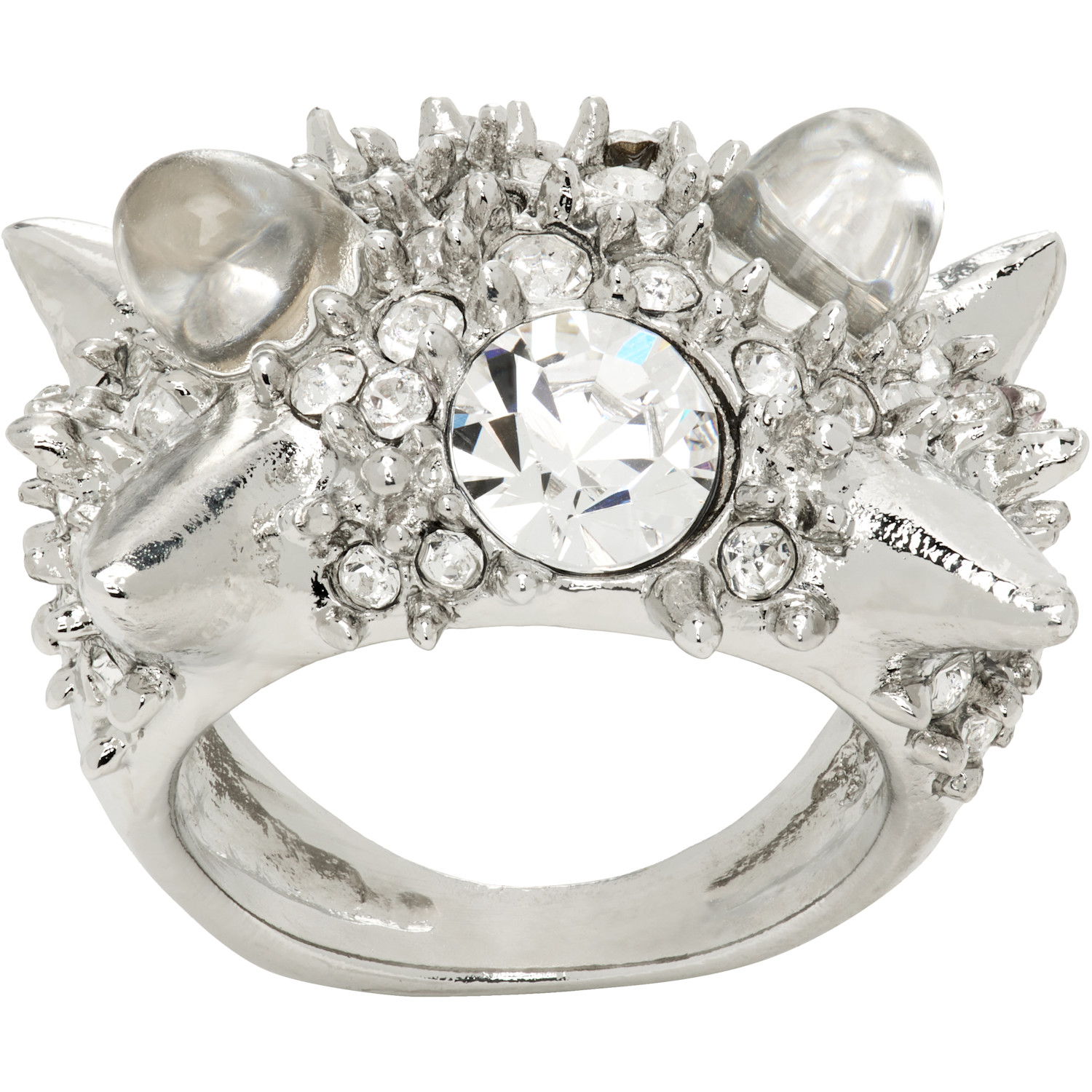 Collina Strada Alien Spike Ring In Silver Clear