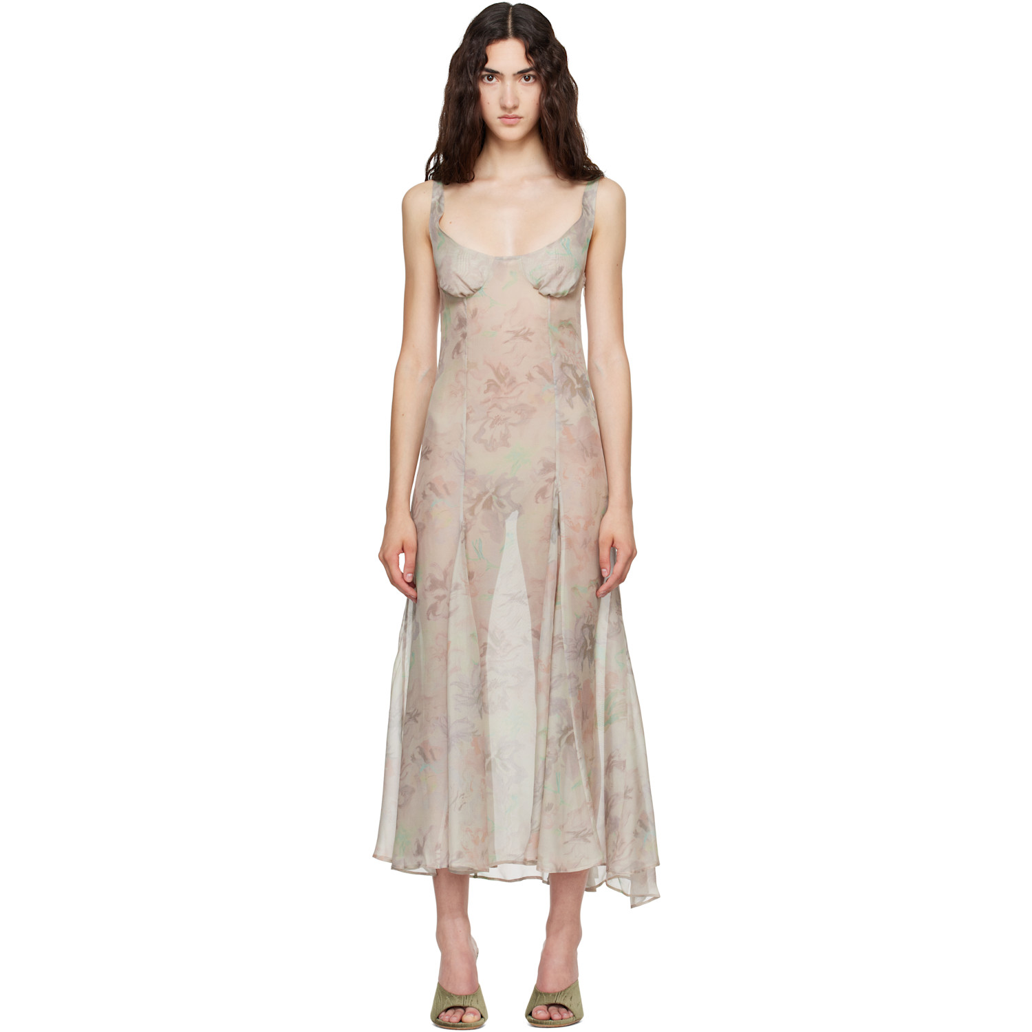 Collina Strada Gray Pamela Slip Midi Dress