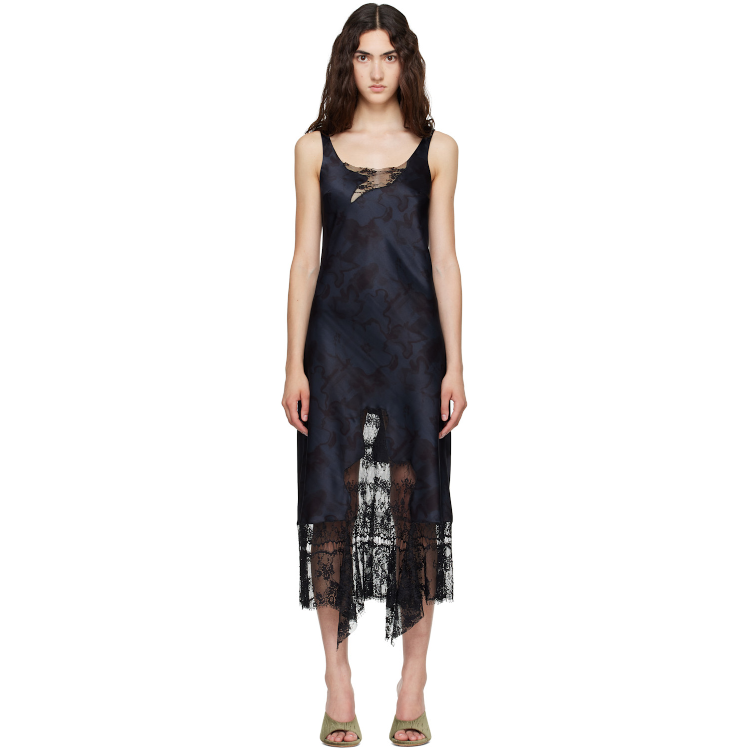 Collina Strada Navy & Black Anemone Midi Dress