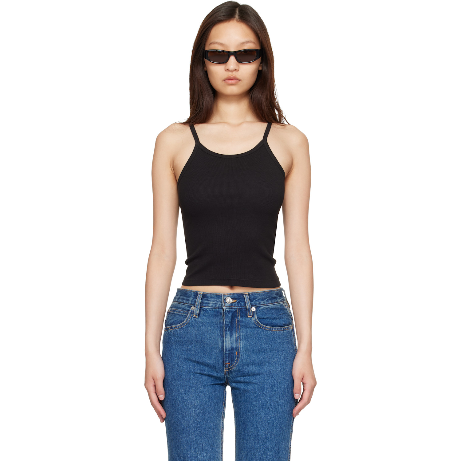 SLVRLAKE Black Fitted Rib Tank Top