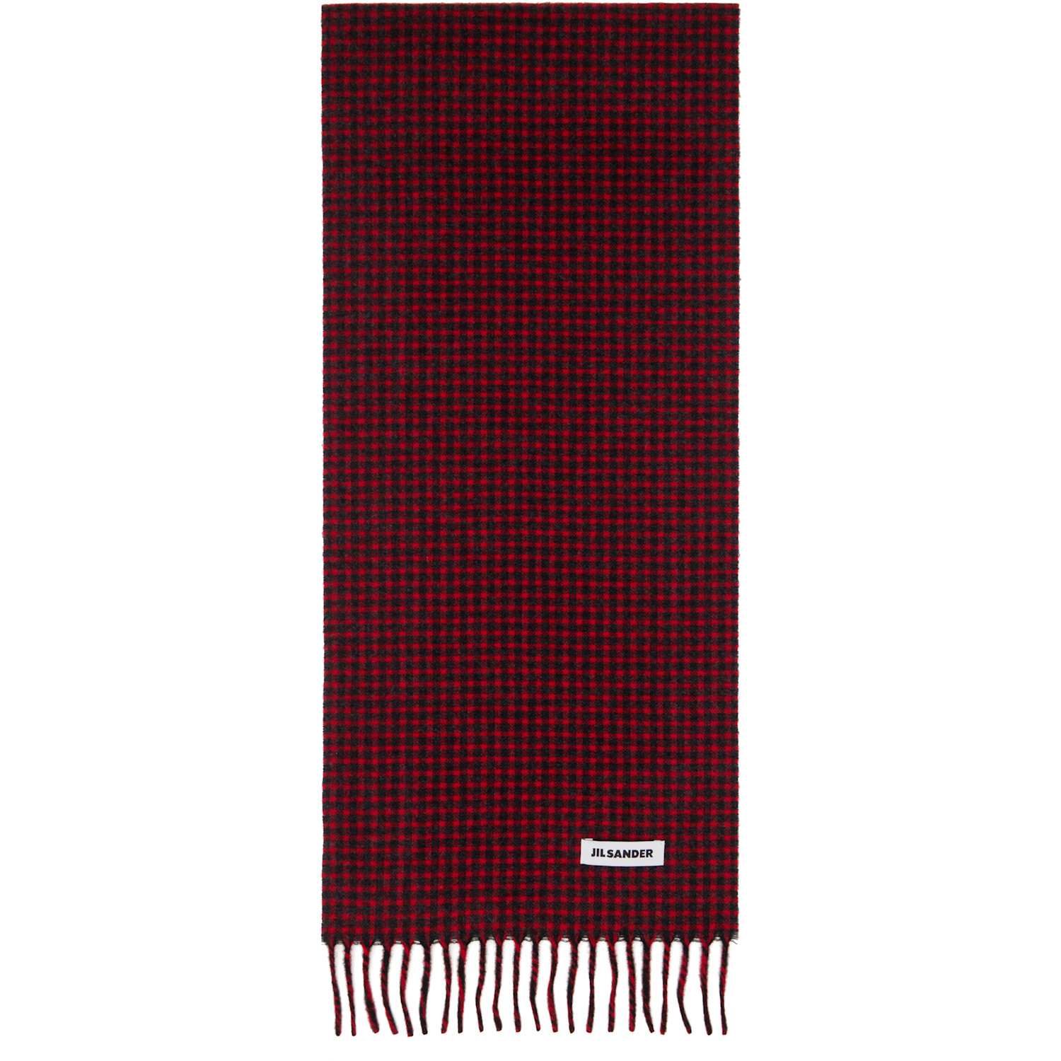 Jil Sander Red & Black Check Scarf In Brown