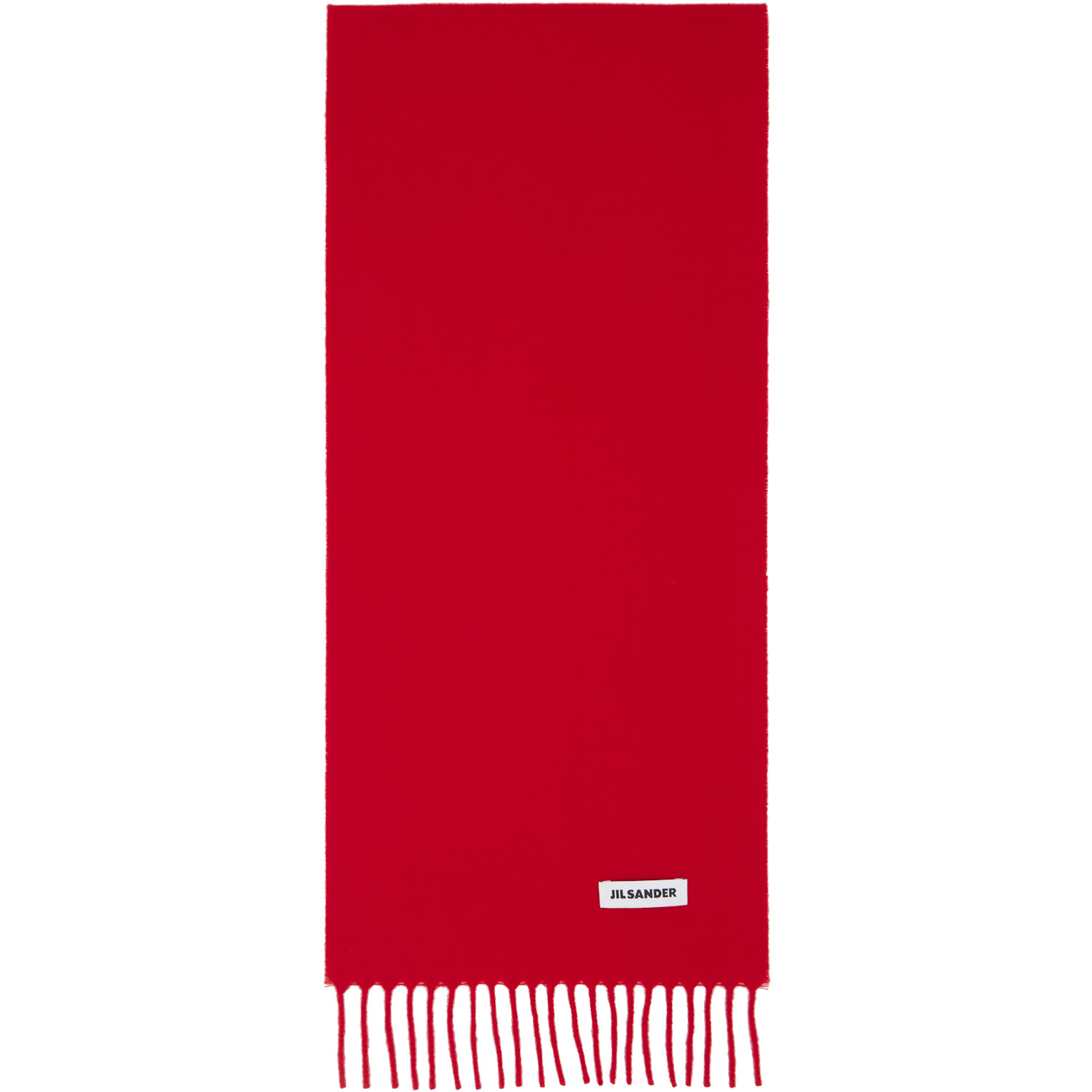 Jil Sander Red Slim Wool Scarf