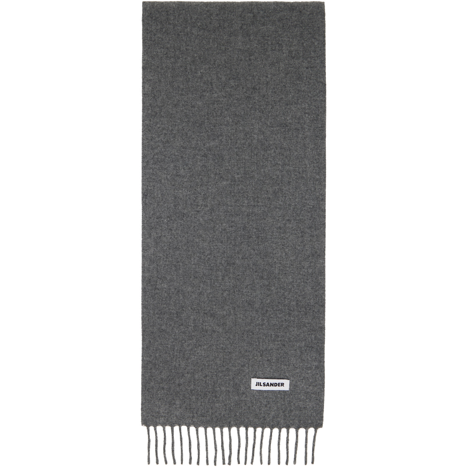 Jil Sander Gray Slim Wool Scarf