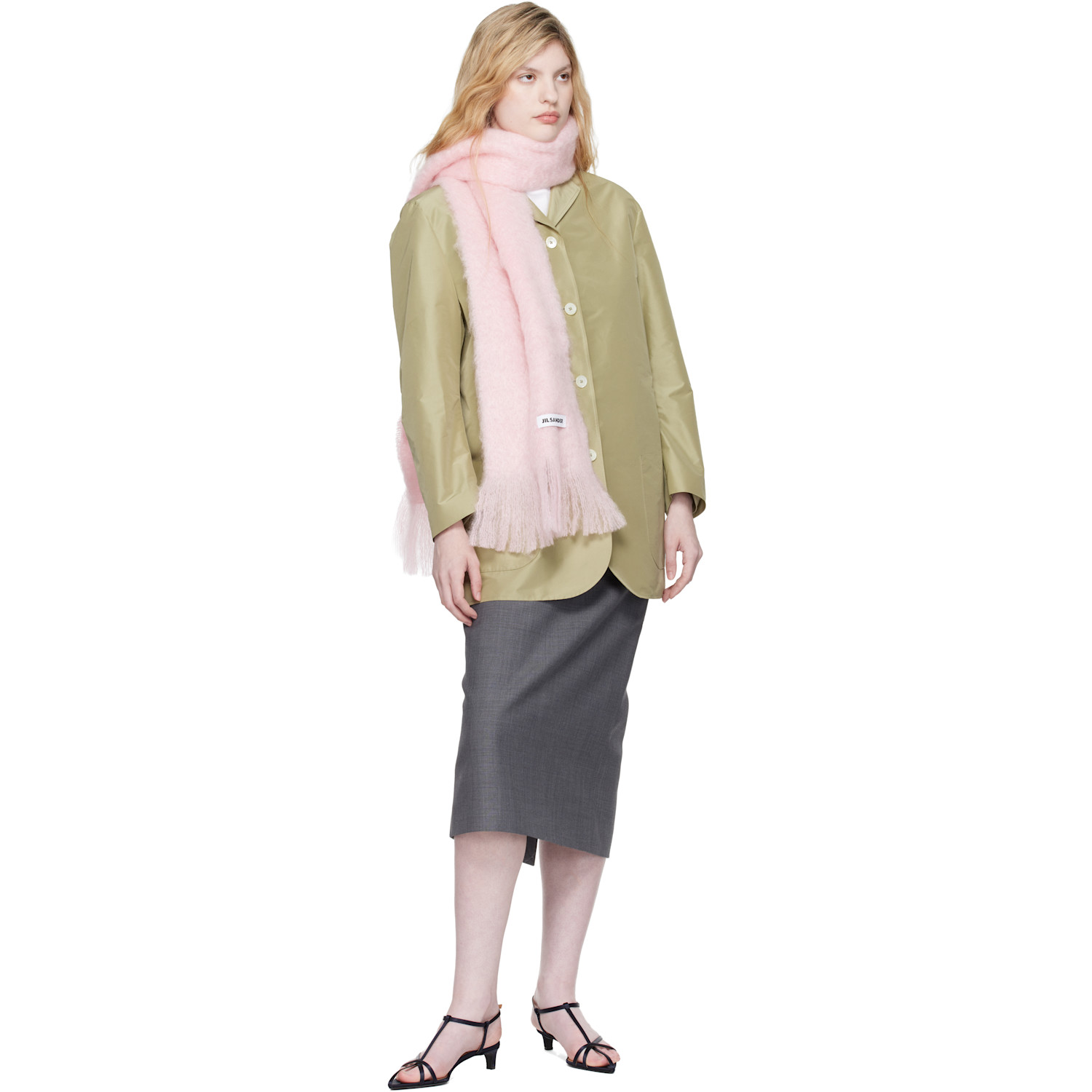  Jil Sander Pink Plain Scarf 