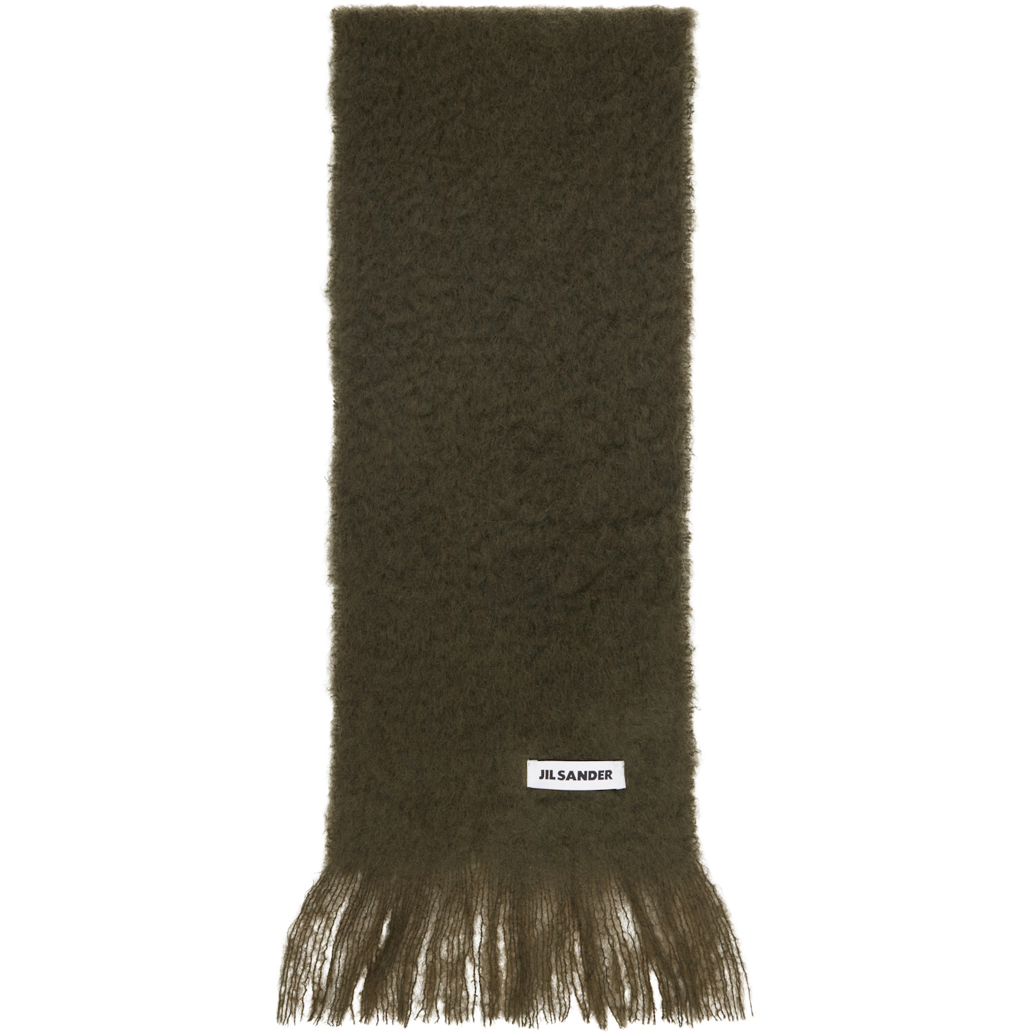 Jil Sander Green Plain Mohair Wool Scarf
