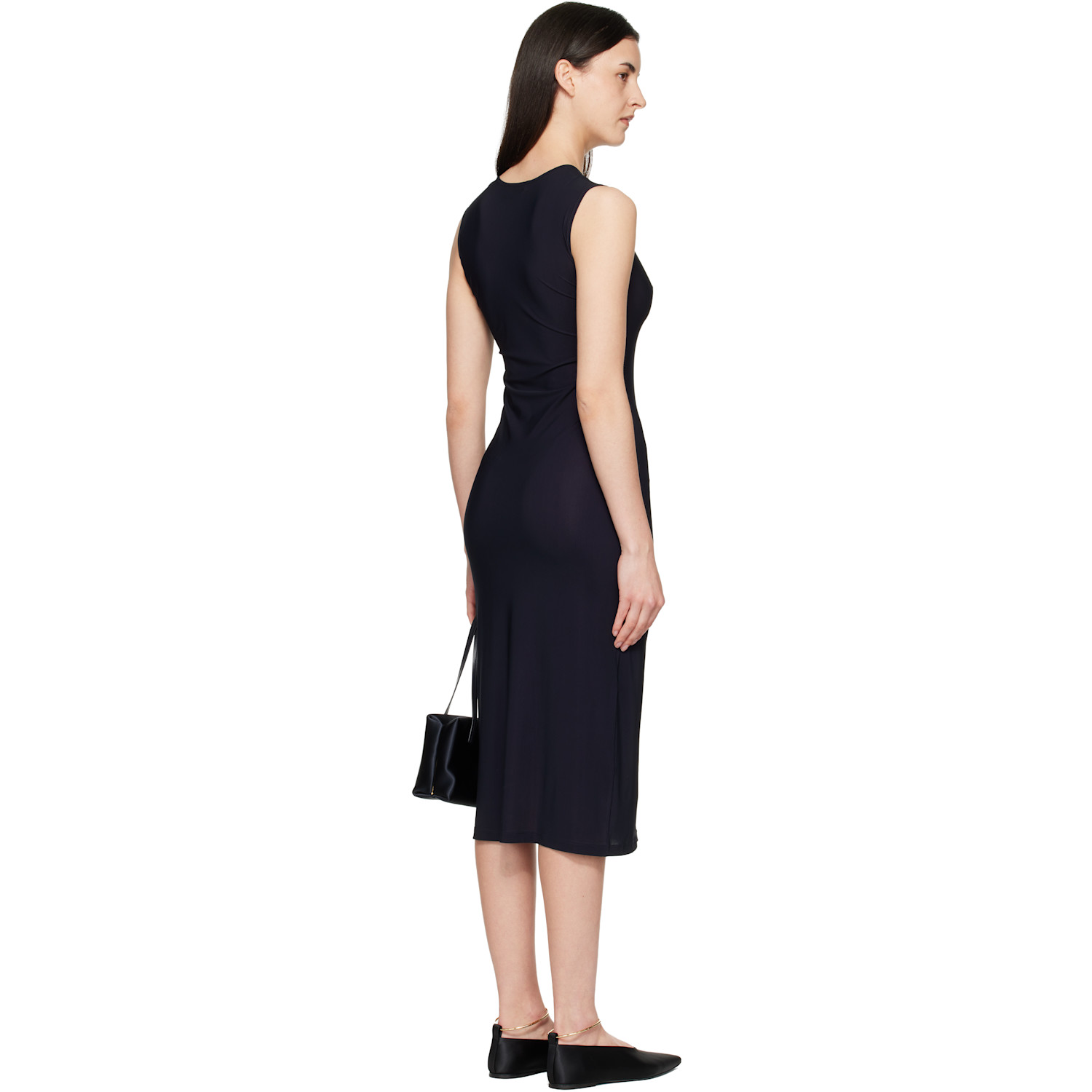  Jil Sander Black Jersey Slip Midi Dress 