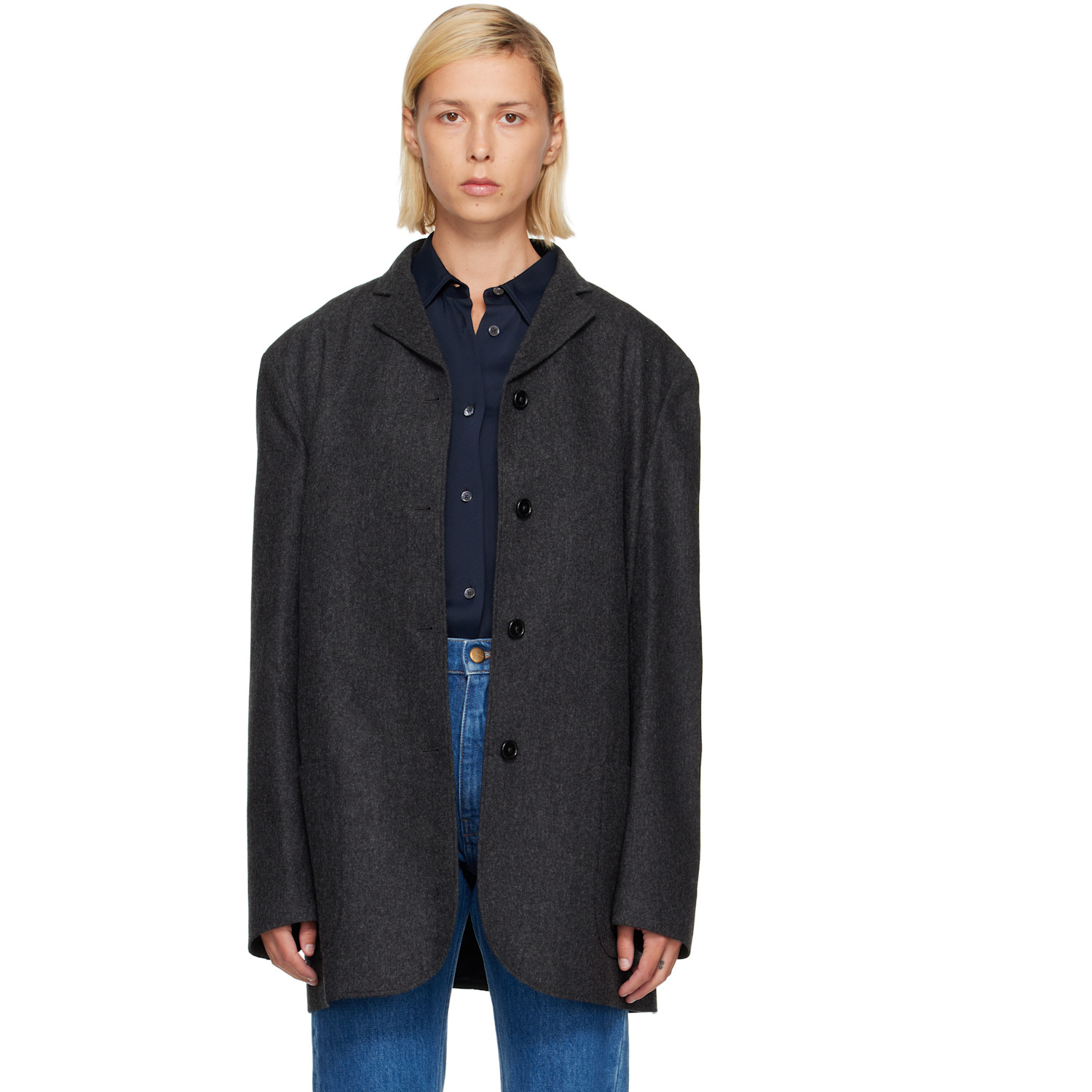 Jil Sander Gray Wool Flannel Blazer