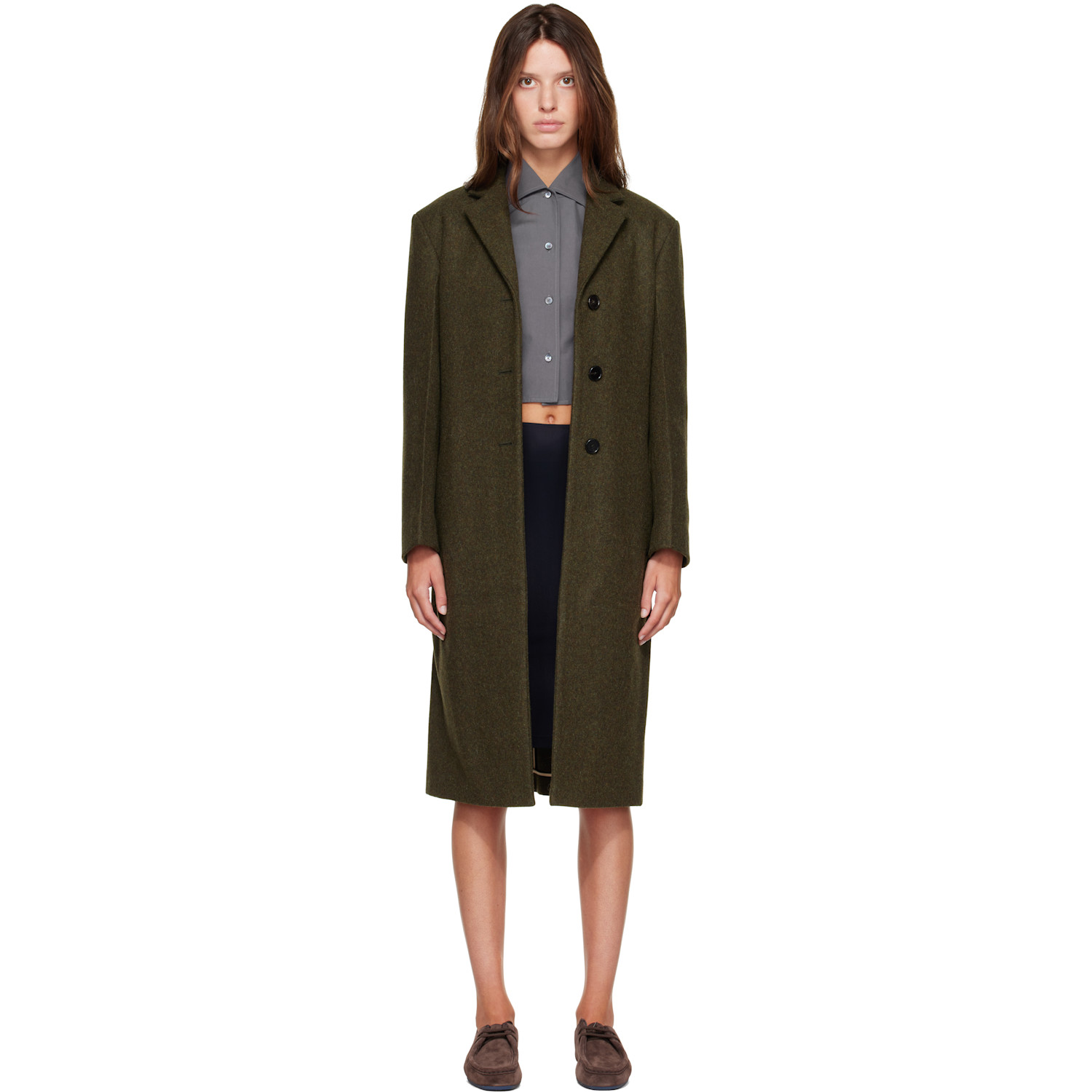 Jil Sander Khaki Loden Wool Coat