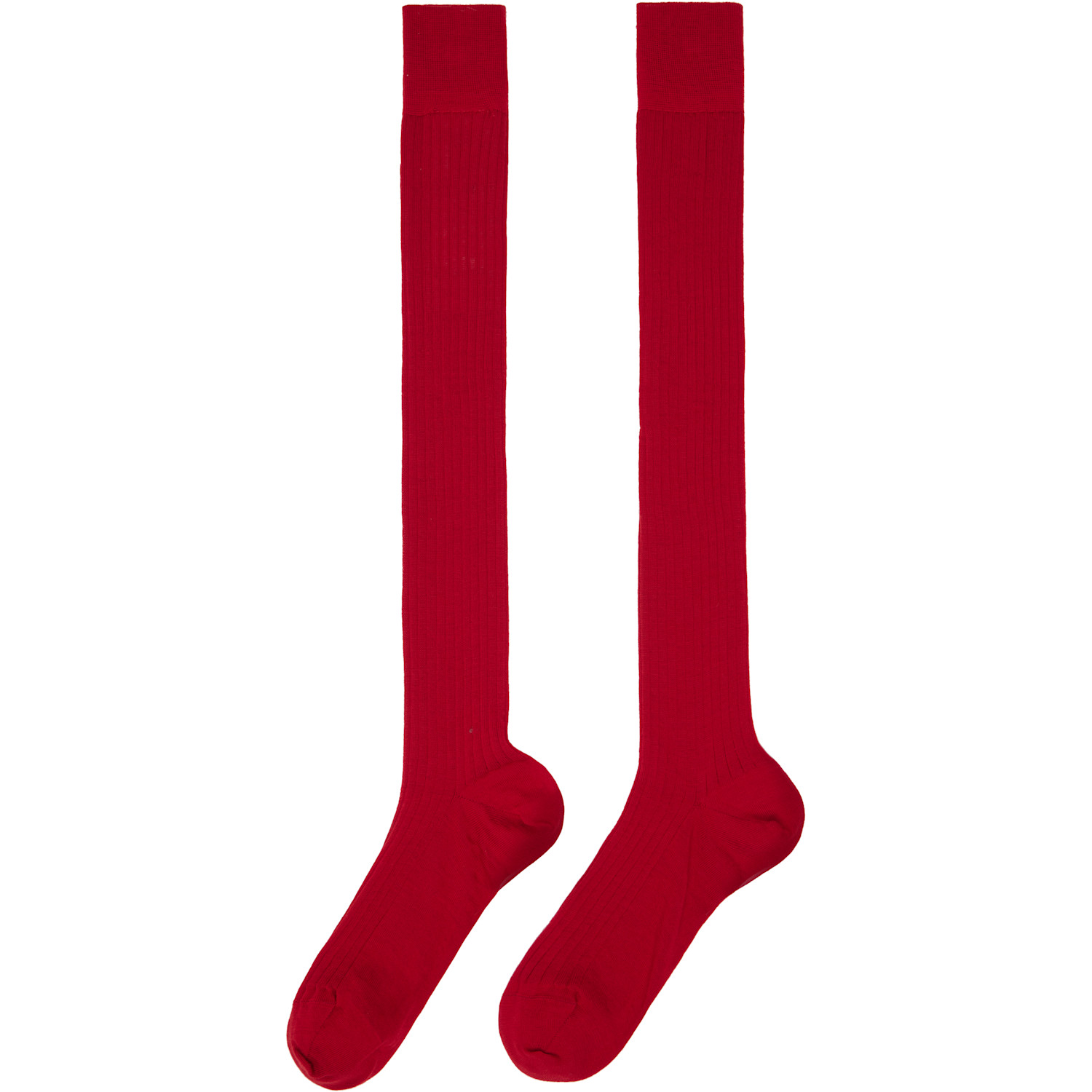  Jil Sander Red Ribbed Wool Socks 