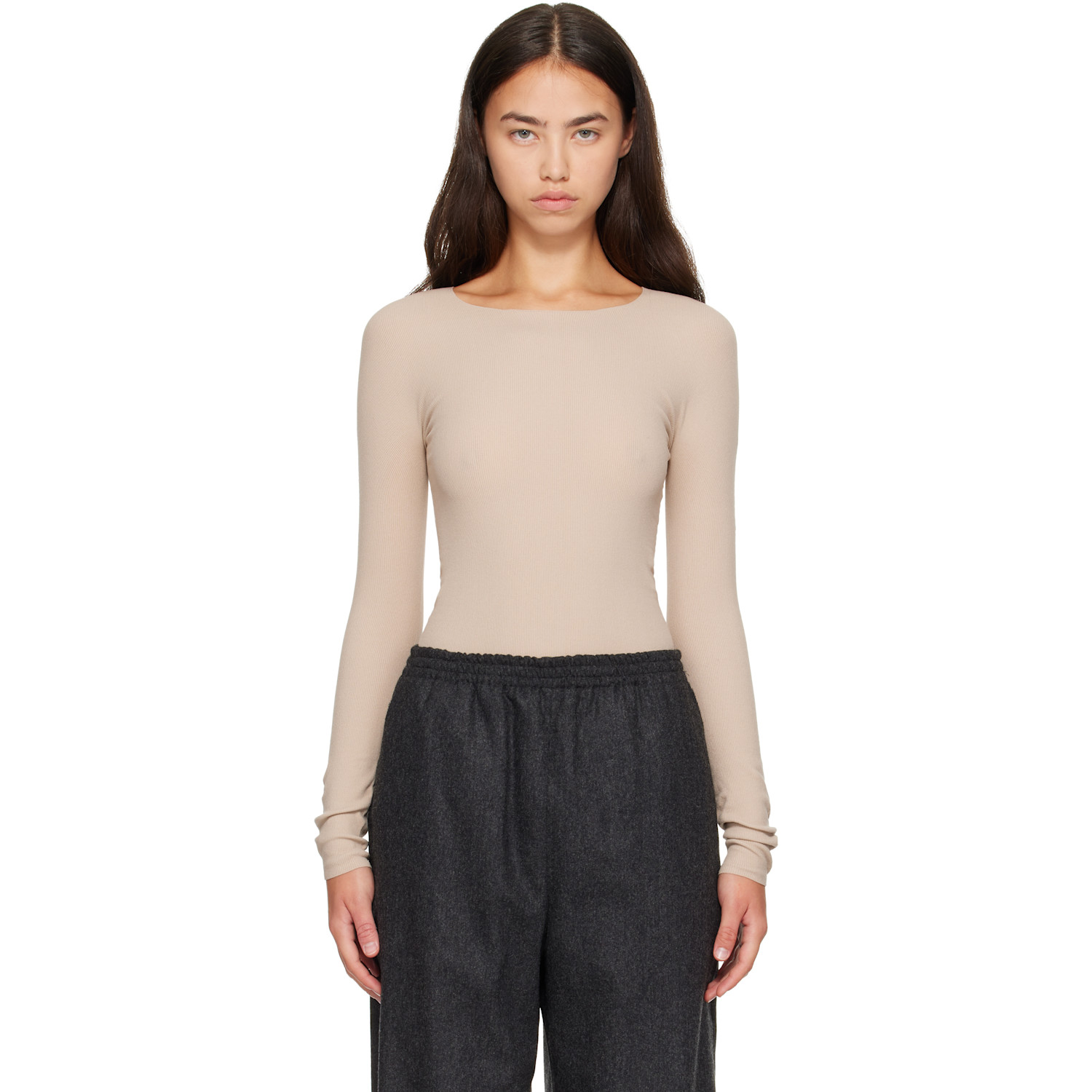 Jil Sander Beige Ribbed T-shirt