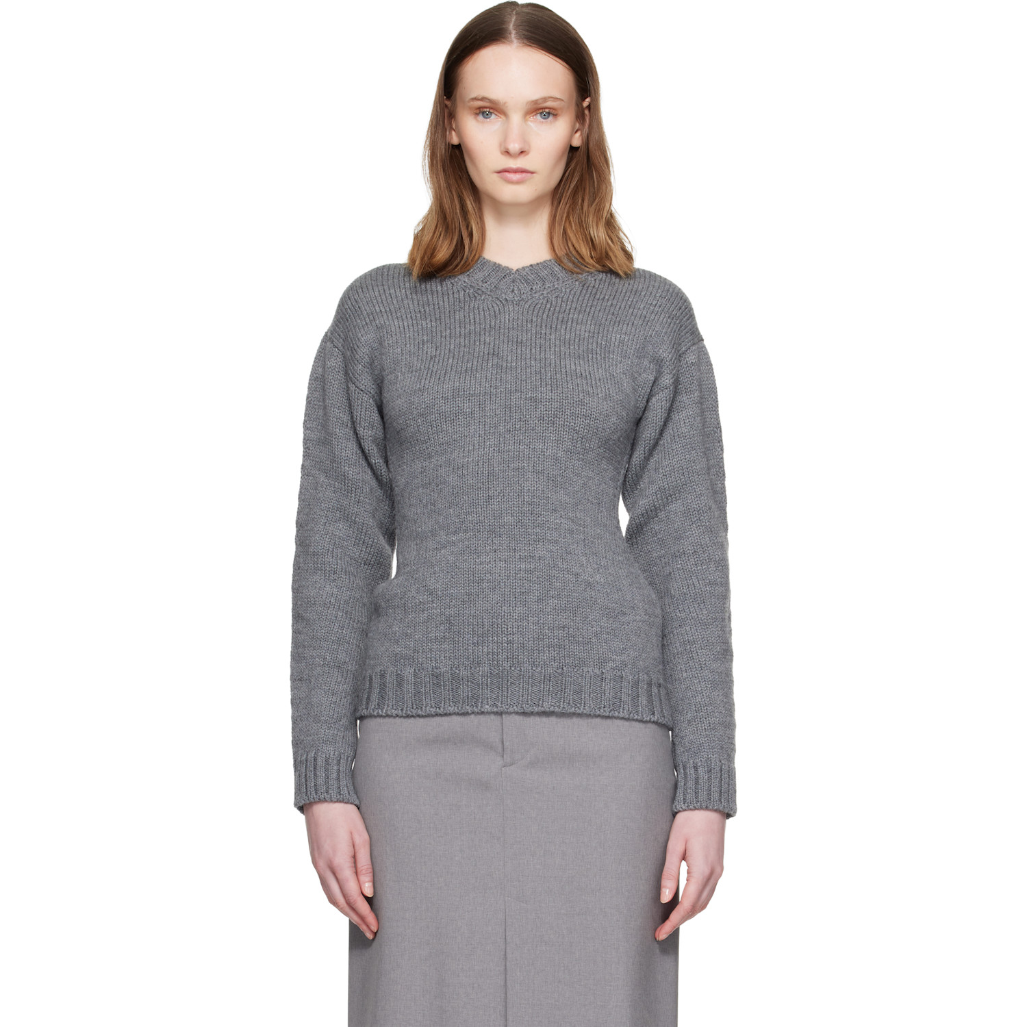 Jil Sander Gray Hourglass Wool Sweater