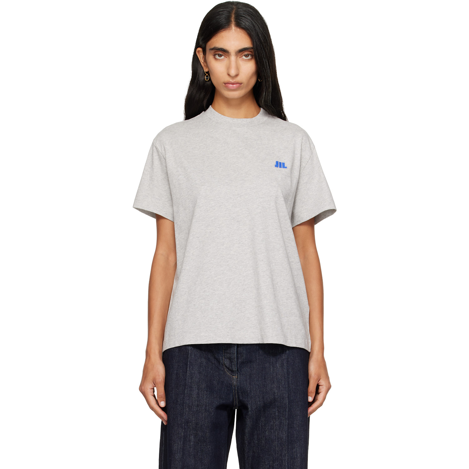 Jil Sander Gray Cotton Crew-Neck T-shirt