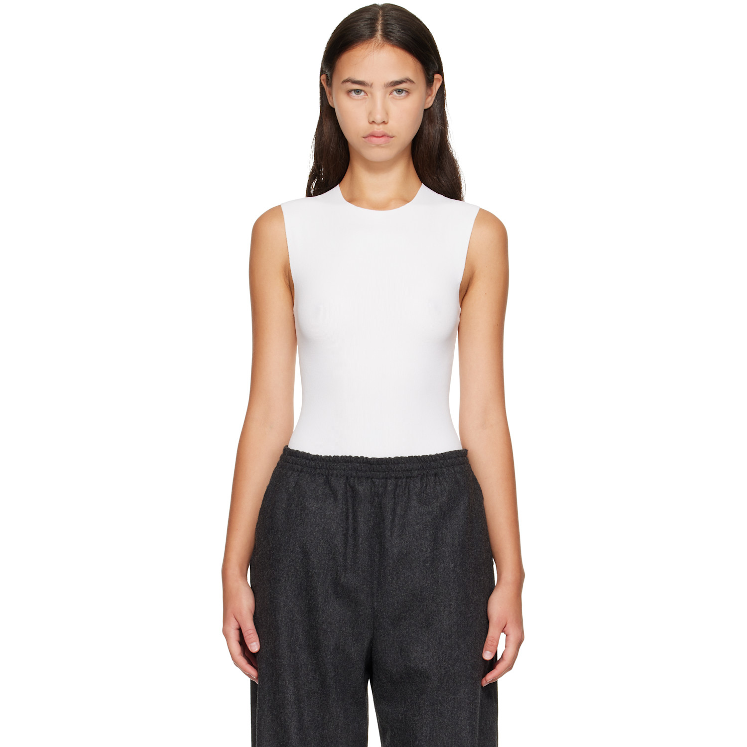 Jil Sander White Ribbed Bodysuit