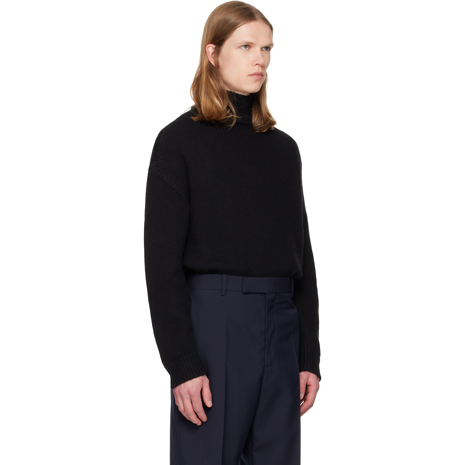  Jil Sander Black Wool & Cashmere Turtleneck 