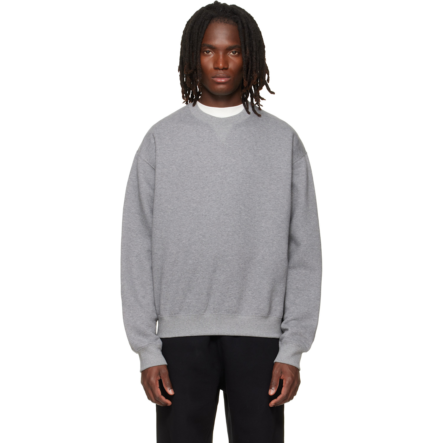 Jil Sander Gray Cotton Crew-Neck Sweatshirt