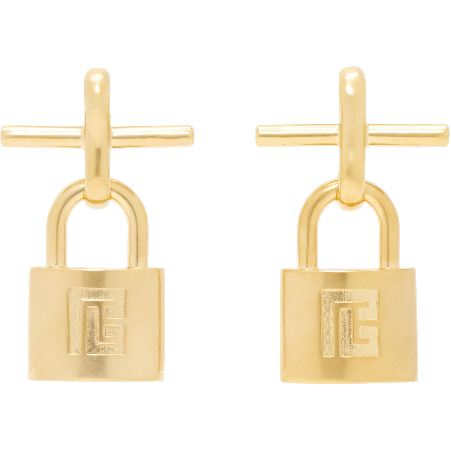 BALMAIN Brass Pulse Padlock Earrings