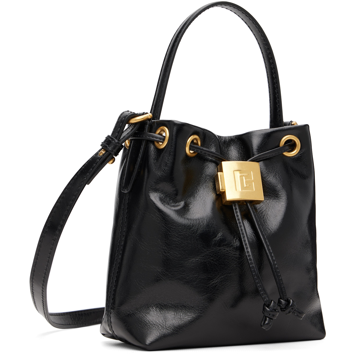  Balmain Black Mini Pulse Bucket Bag 