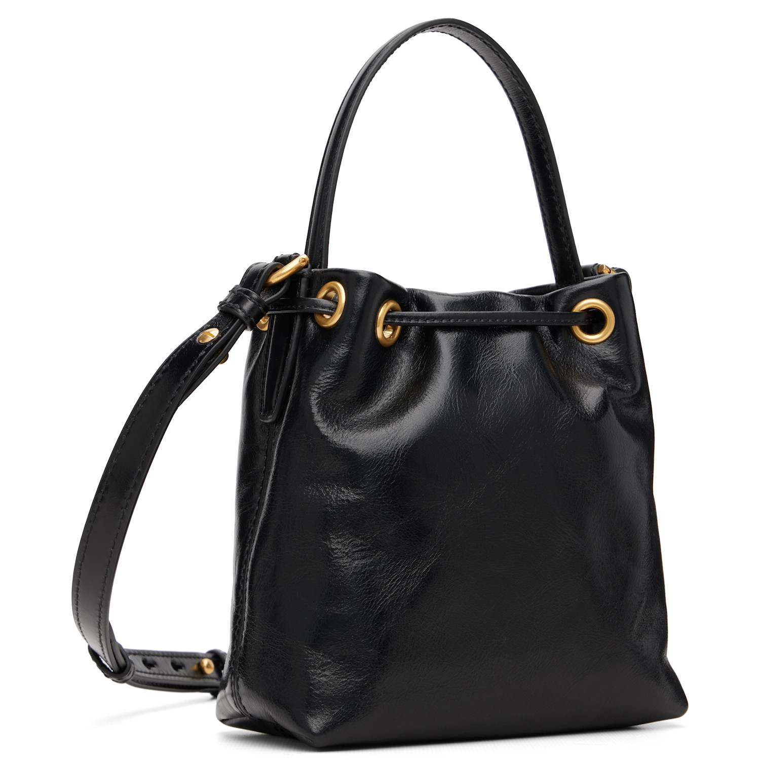  Balmain Black Mini Pulse Bucket Bag 