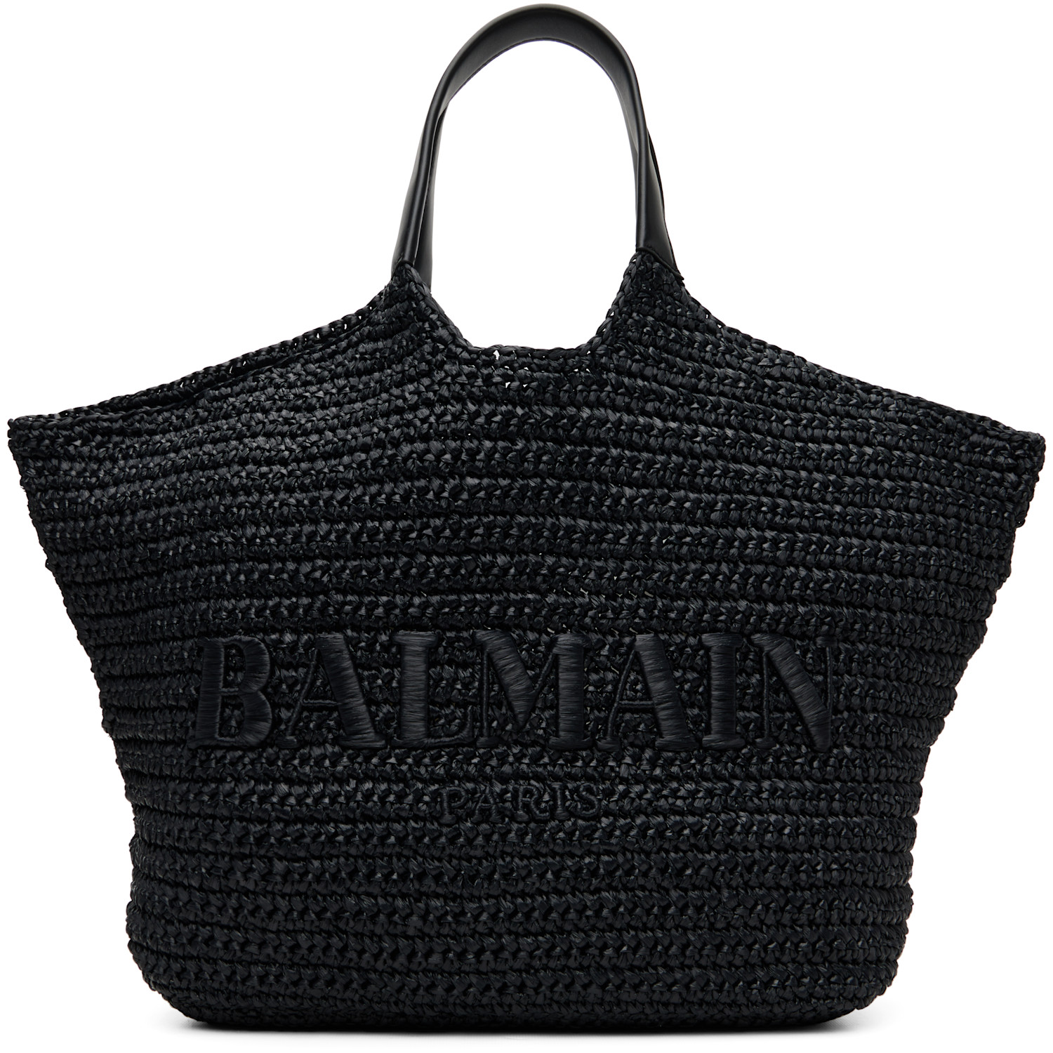 BALMAIN Black 'BALMAIN' Crochet Tote
