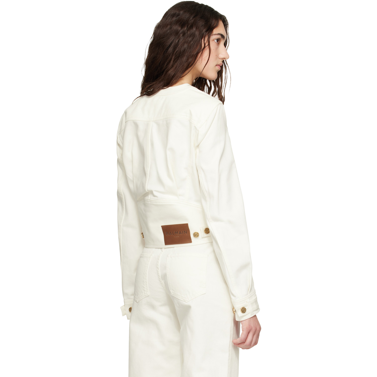  Balmain Off-white Patch-pocket Denim Jacket 
