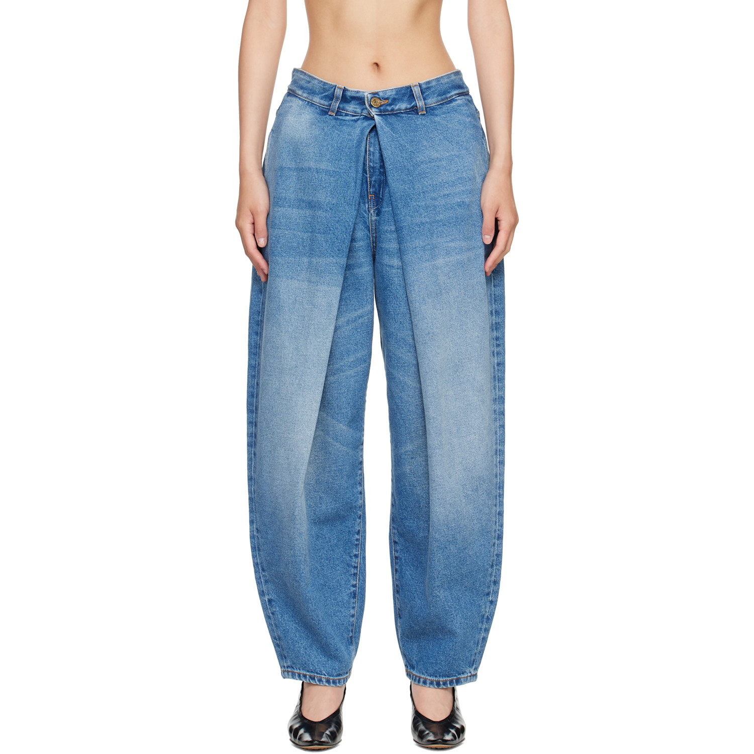 Balmain Blue Barrel-leg Denim Jeans