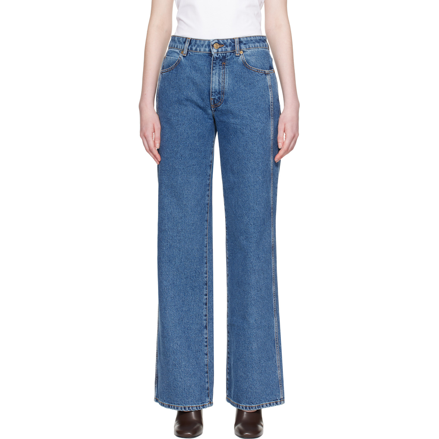 BALMAIN Blue Straight Denim Jeans