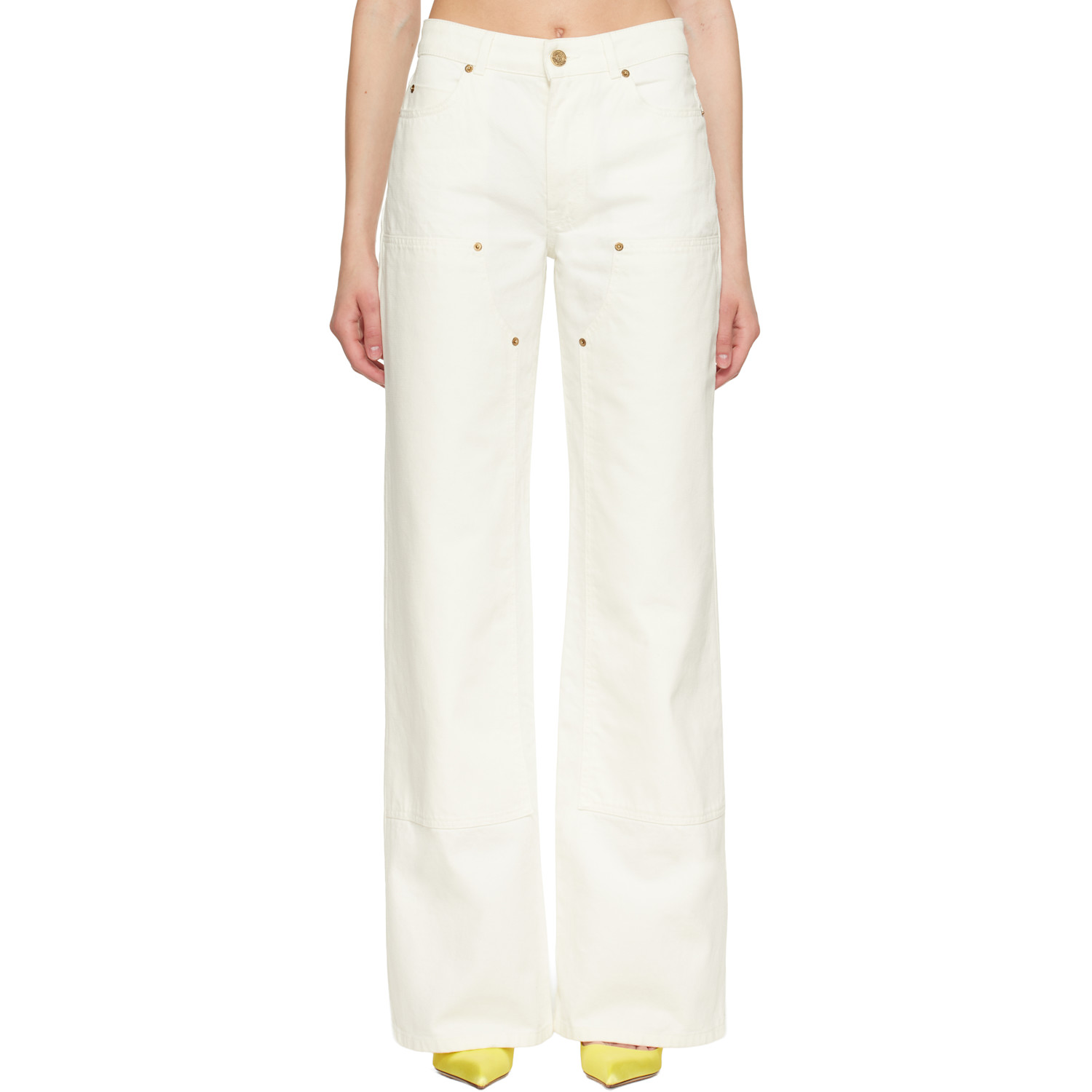 BALMAIN Off-White Loose-Fit Denim Jeans