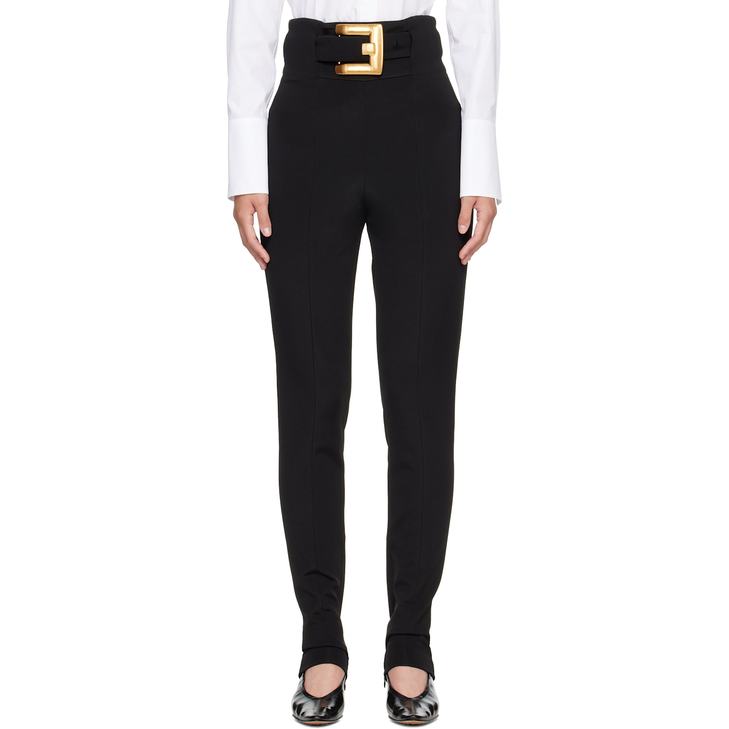 BALMAIN Black Stretch Belt Leggings