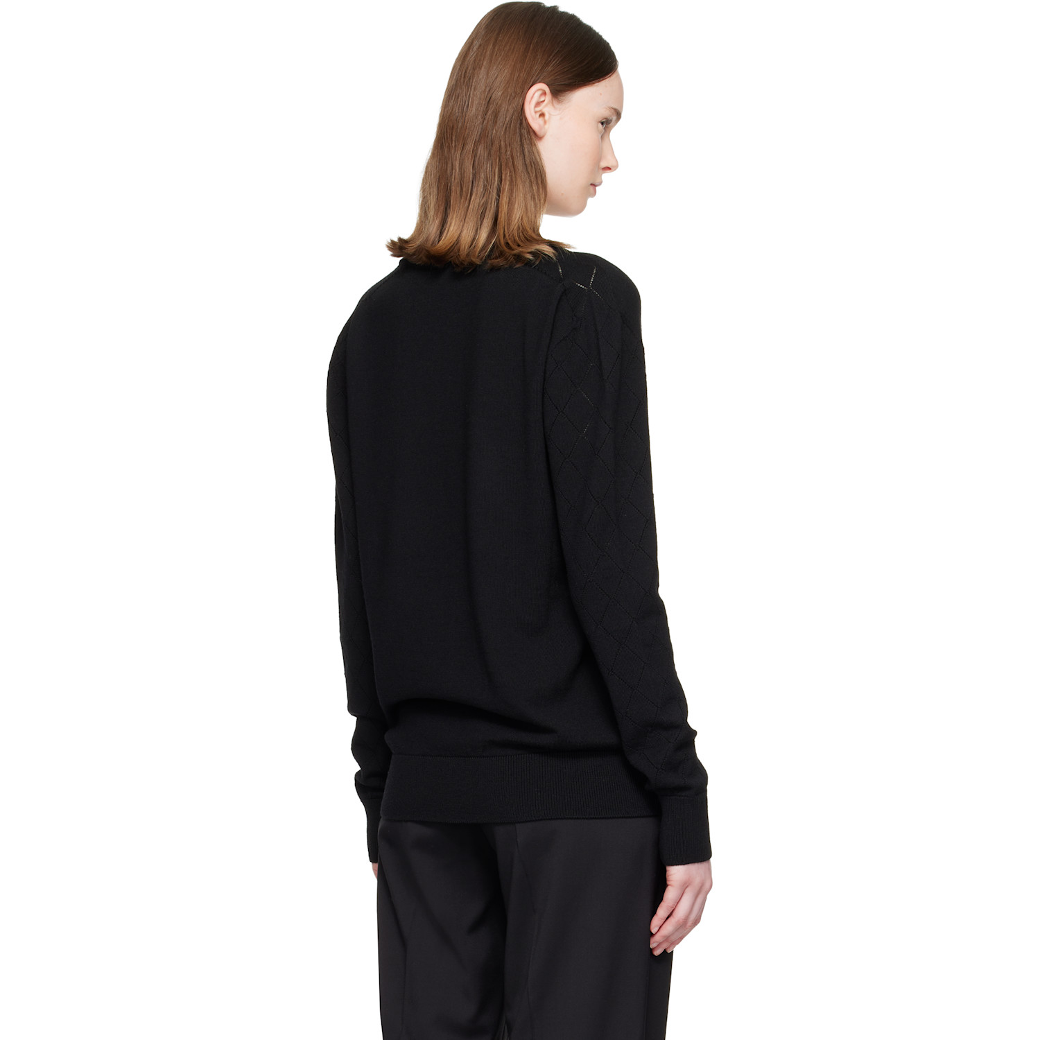  Balmain Black V-neck Light Sweater 