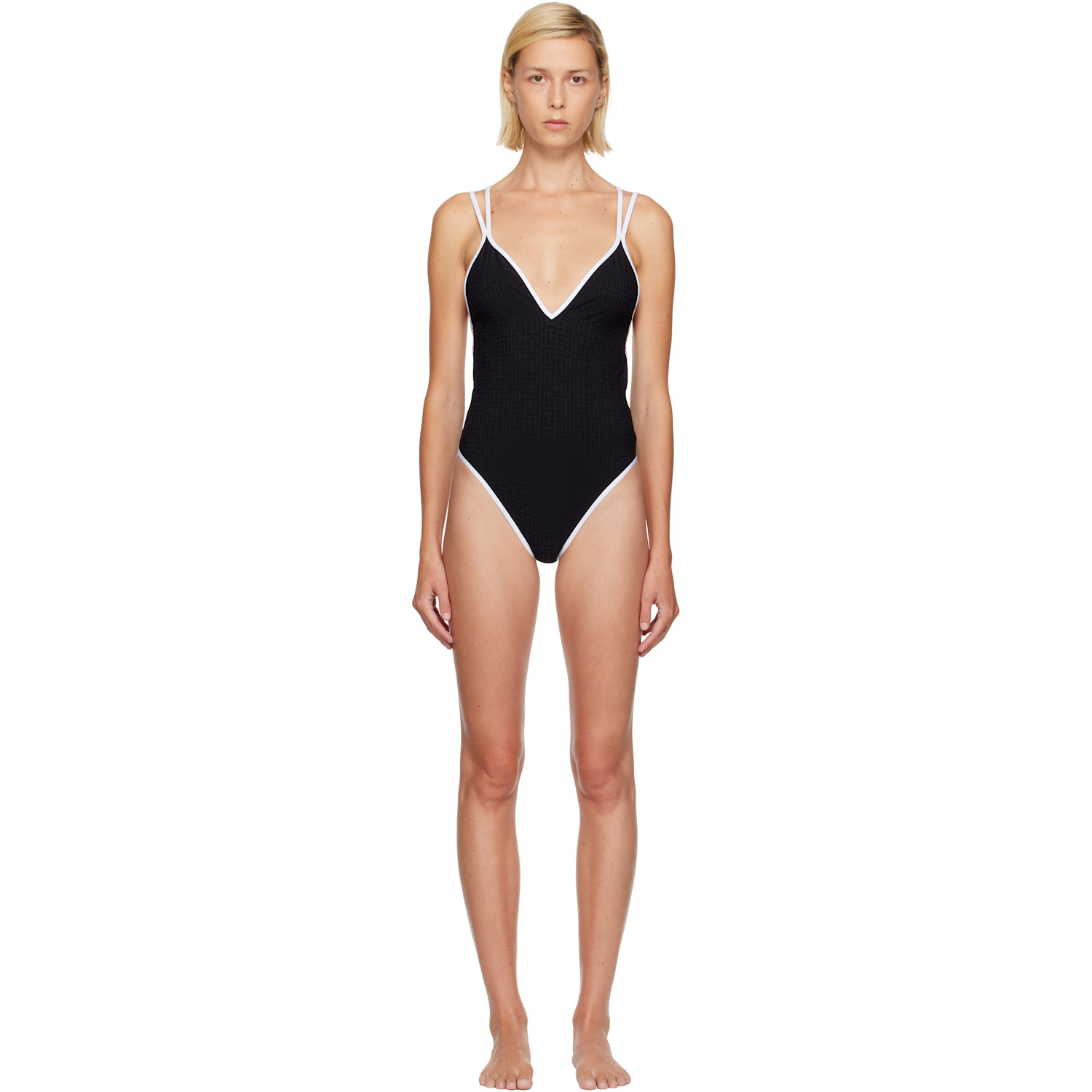 BALMAIN Black Monogram Swimsuit