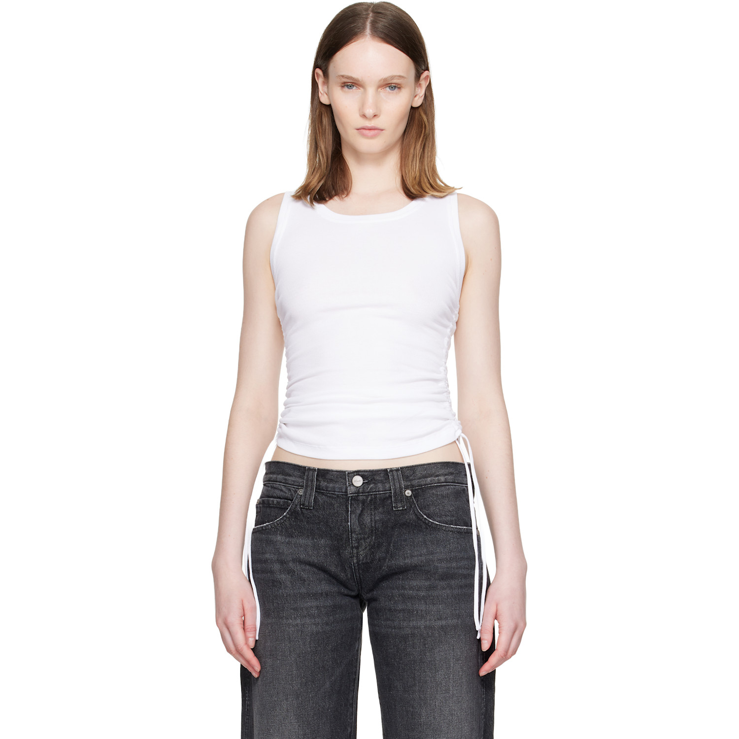 BALMAIN White Jersey Draped Top