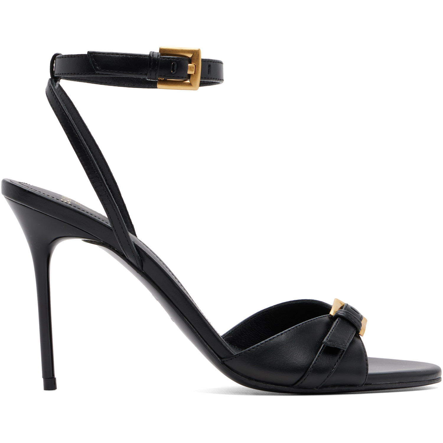 BALMAIN Black Anthem Leather Heeled Sandals