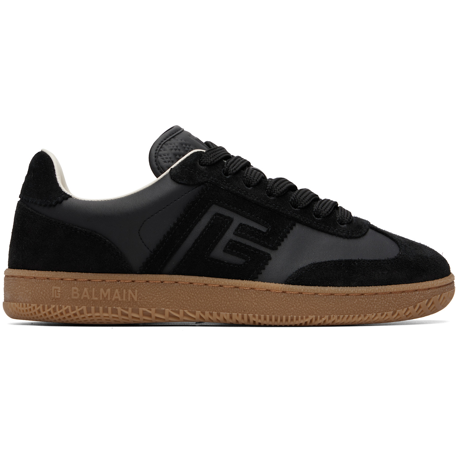 BALMAIN Black Suede & Smooth Leather 'Balmain Swan' Sneakers