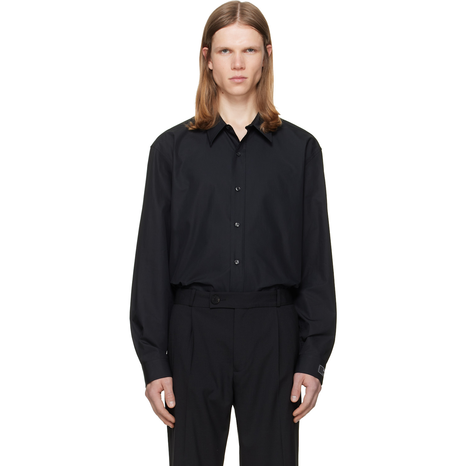 BALMAIN Black 'Balmain Paris' Cotton Poplin Shirt