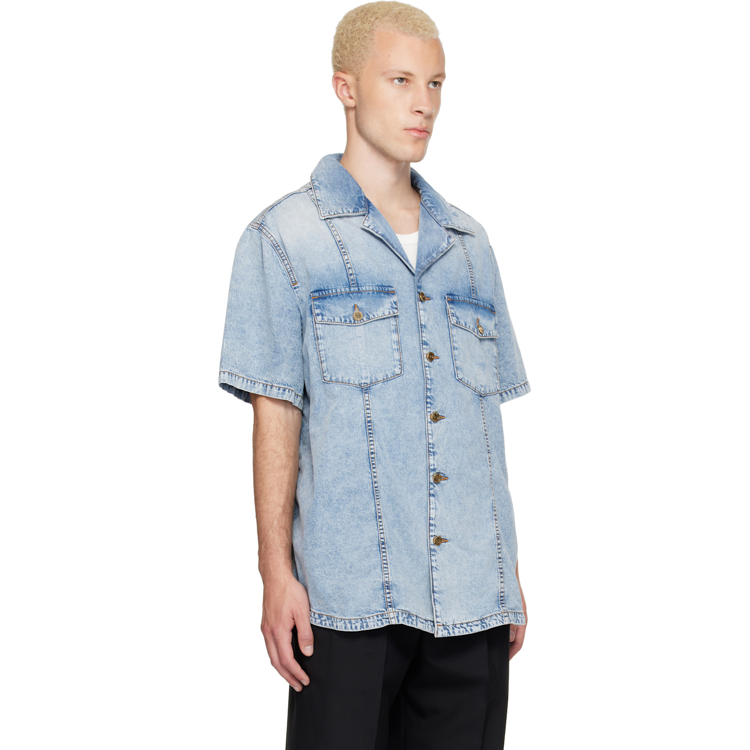  Balmain Blue Denim Shirt 
