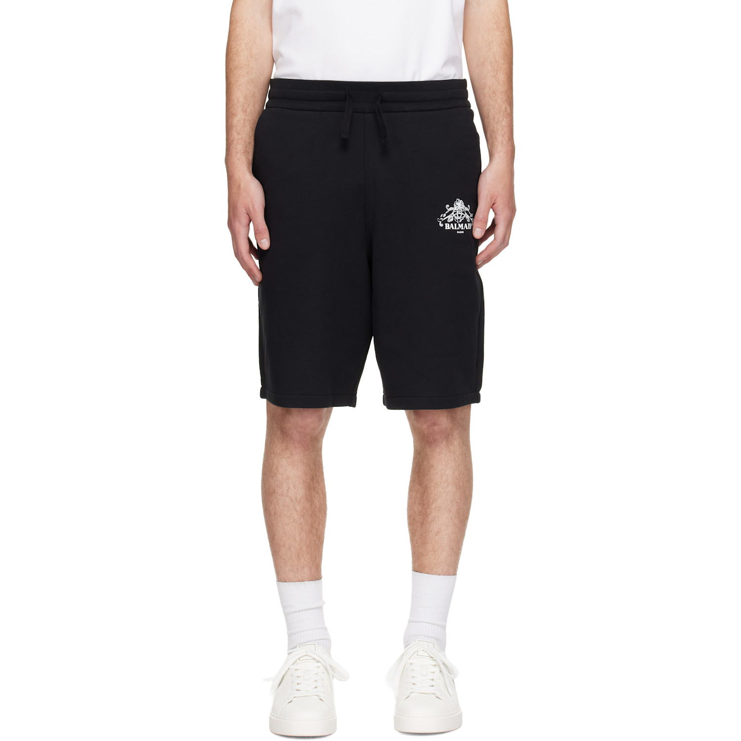 BALMAIN Black 'Balmain' Vine Print Sweat Shorts