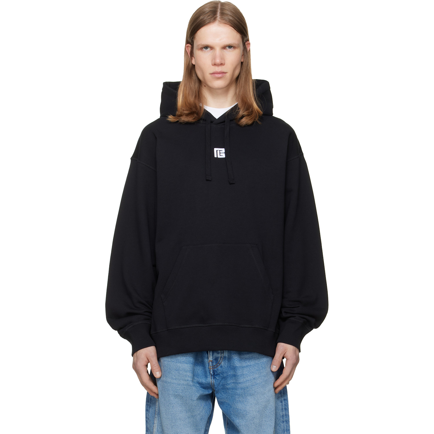 BALMAIN Black Embroidered Hoodie
