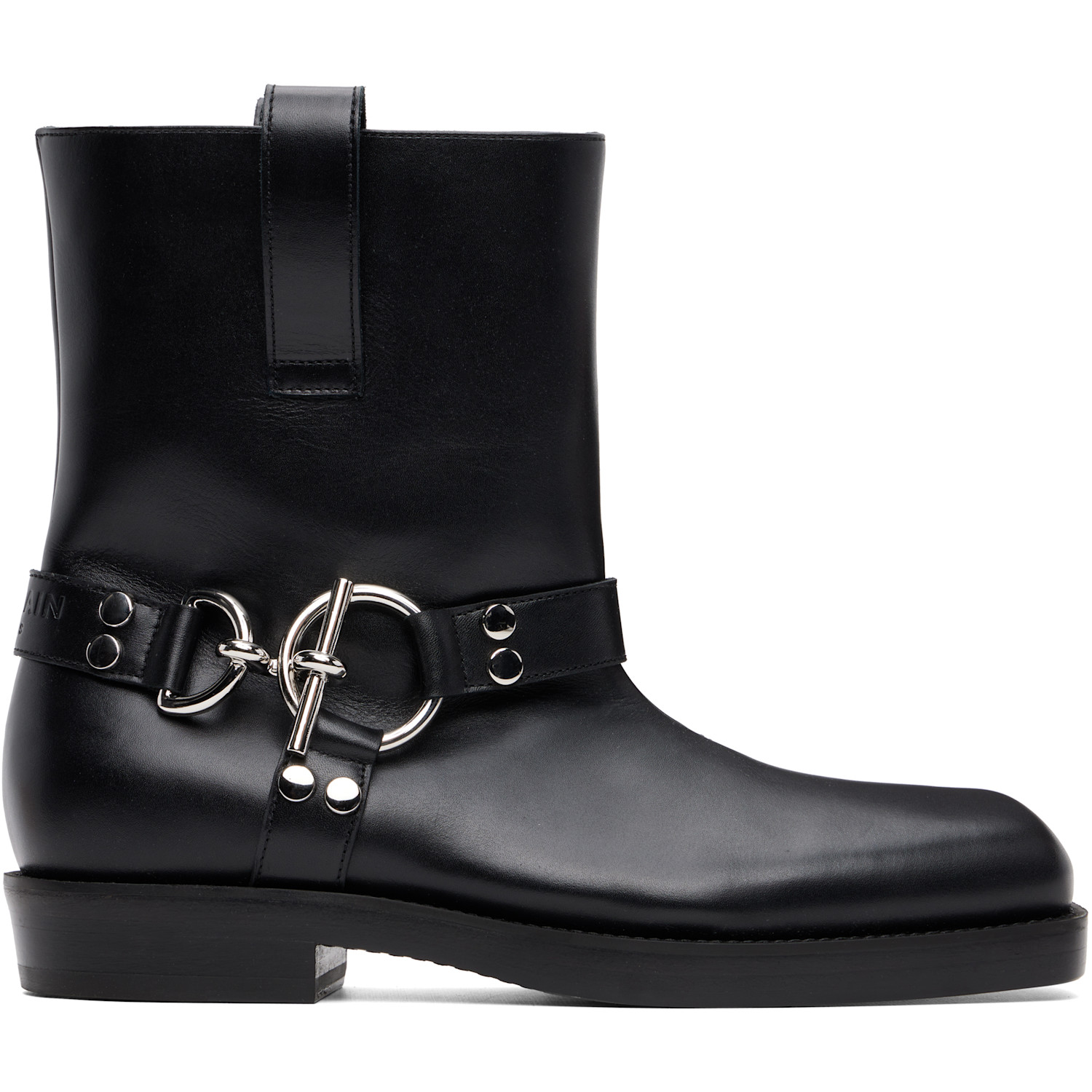 BALMAIN Black T-Bar Calfskin Ankle Boots