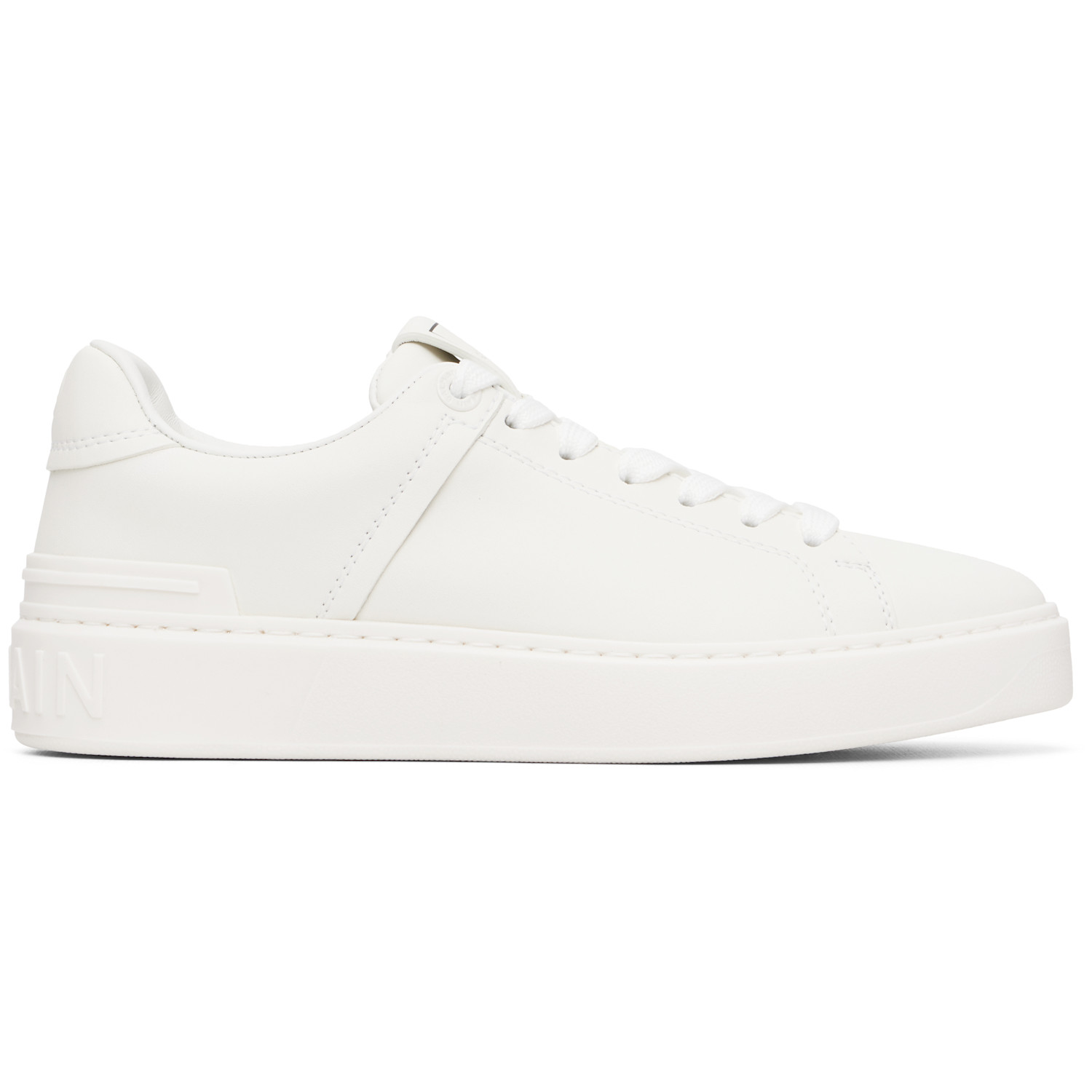 BALMAIN White B-Court Calfskin Sneakers