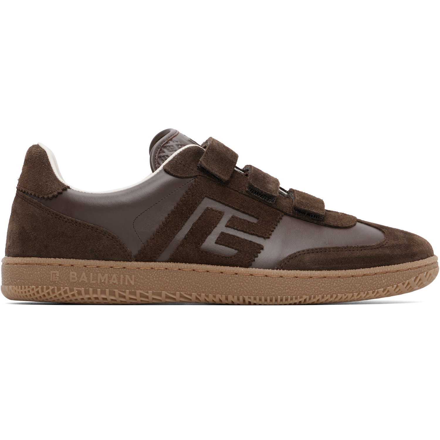 BALMAIN Brown 'Balmain Swan' Suede Sneakers
