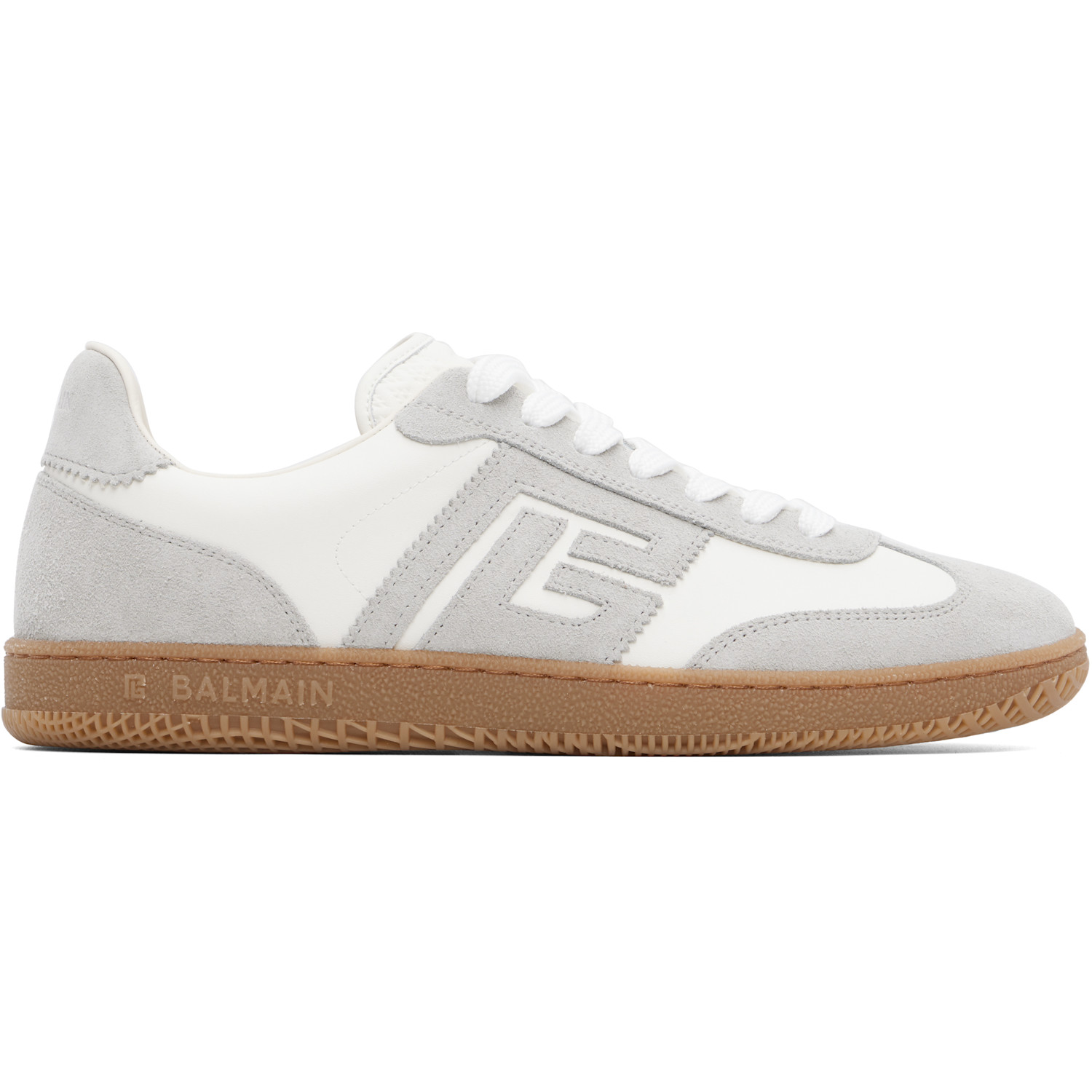 BALMAIN Gray & White 'Balmain Swan' Suede Sneakers
